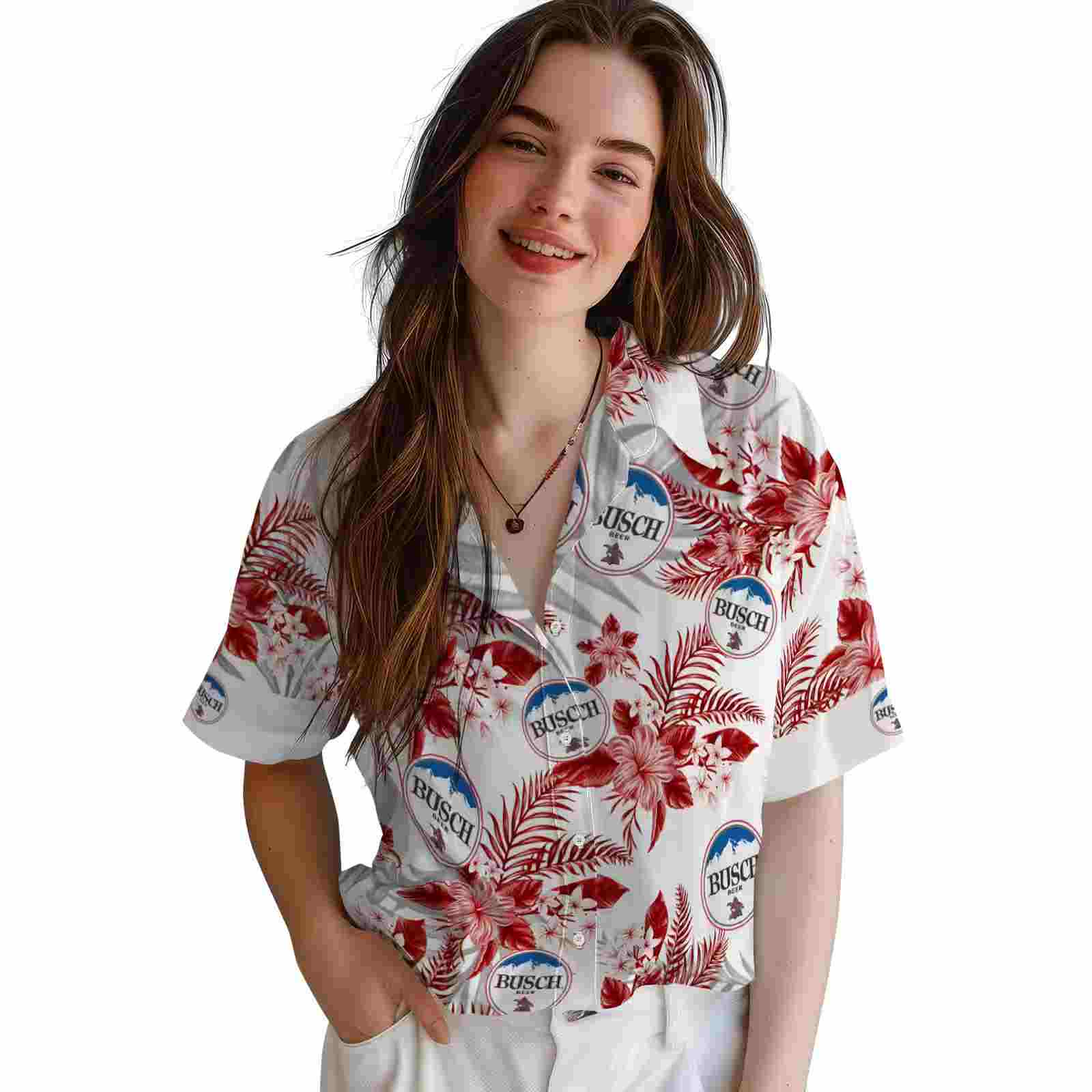 san francisco 49ers hibiscus palm leaves red white hawaiian shirt latest model