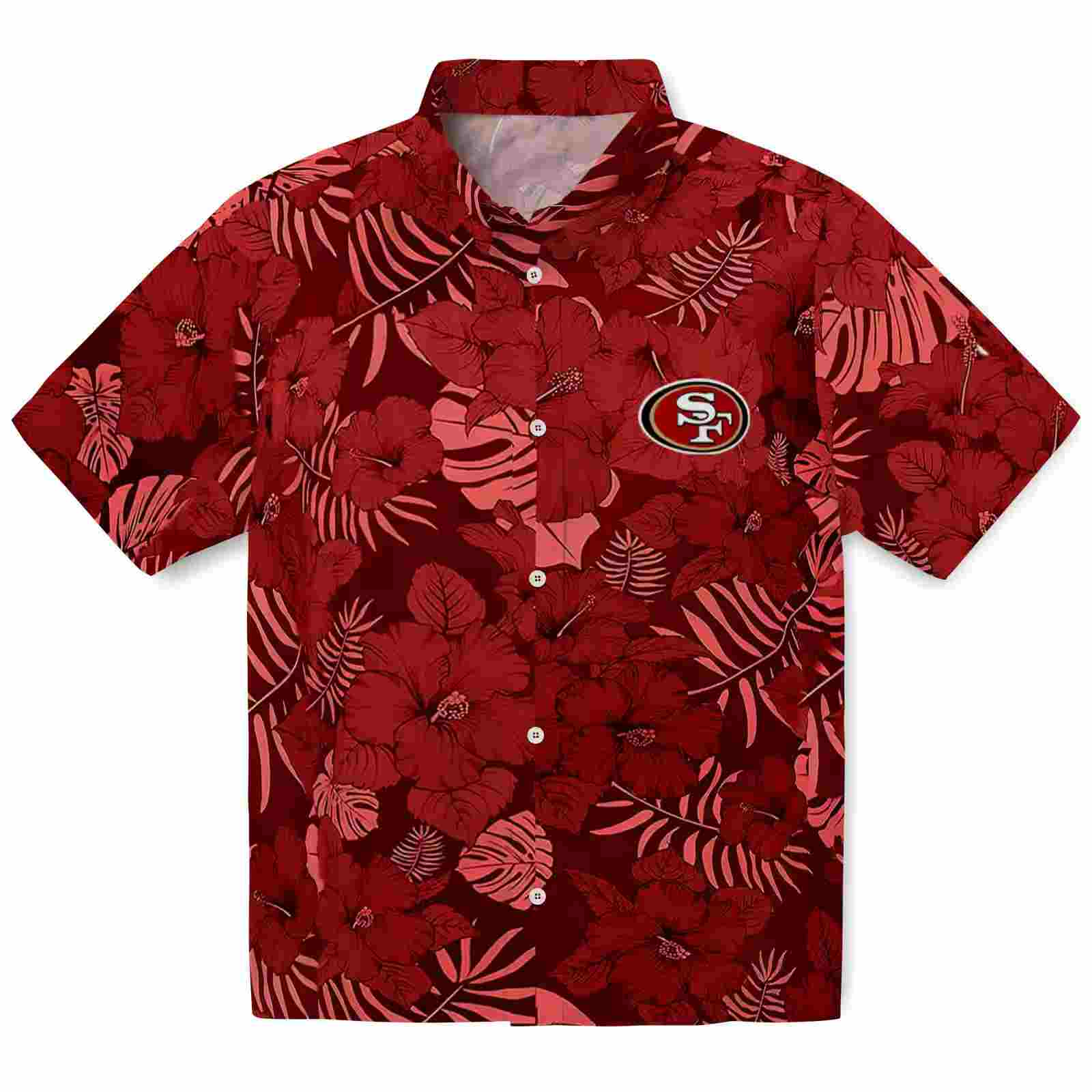 san francisco 49ers jungle vibes red hawaiian shirt best selling