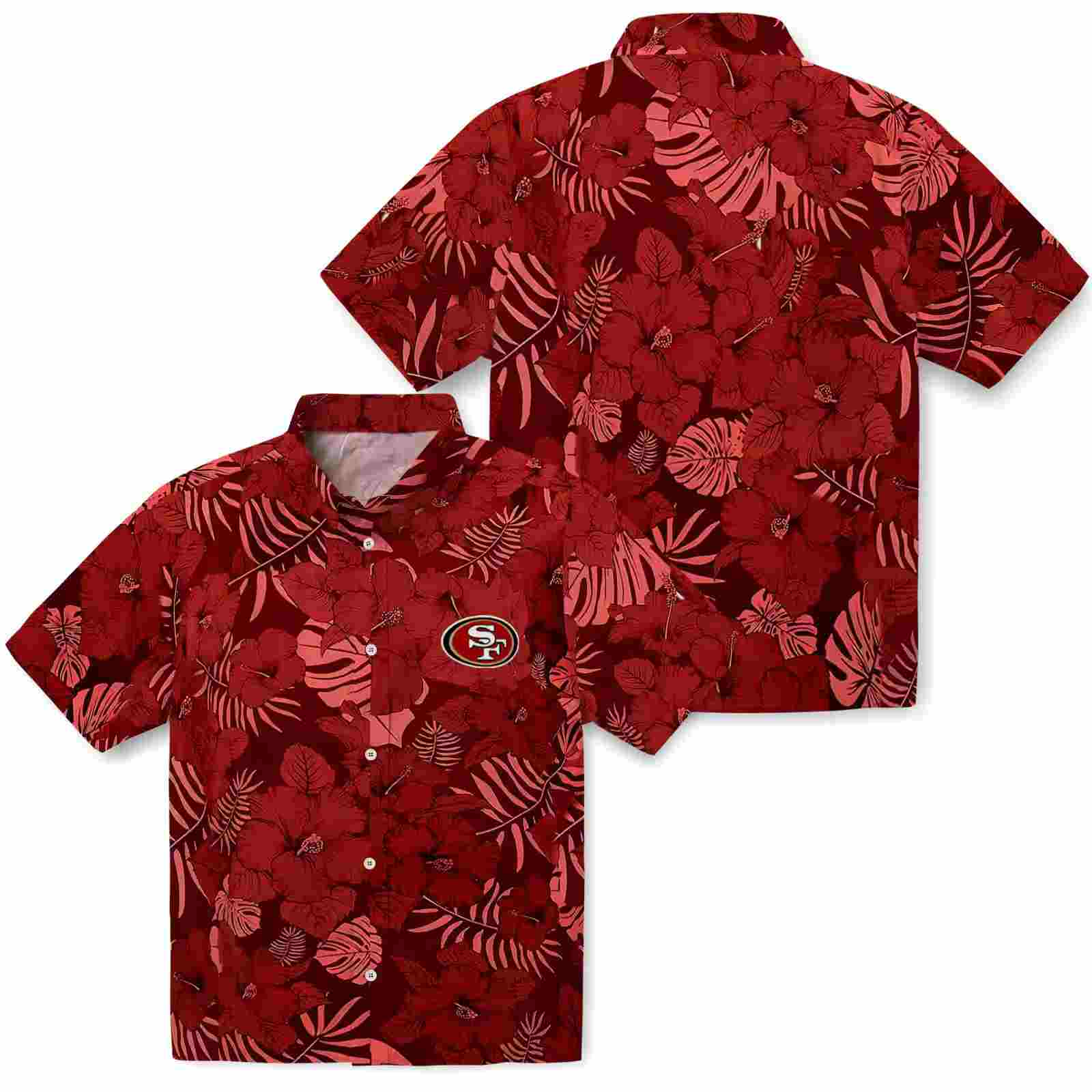 san francisco 49ers jungle vibes red hawaiian shirt high quality