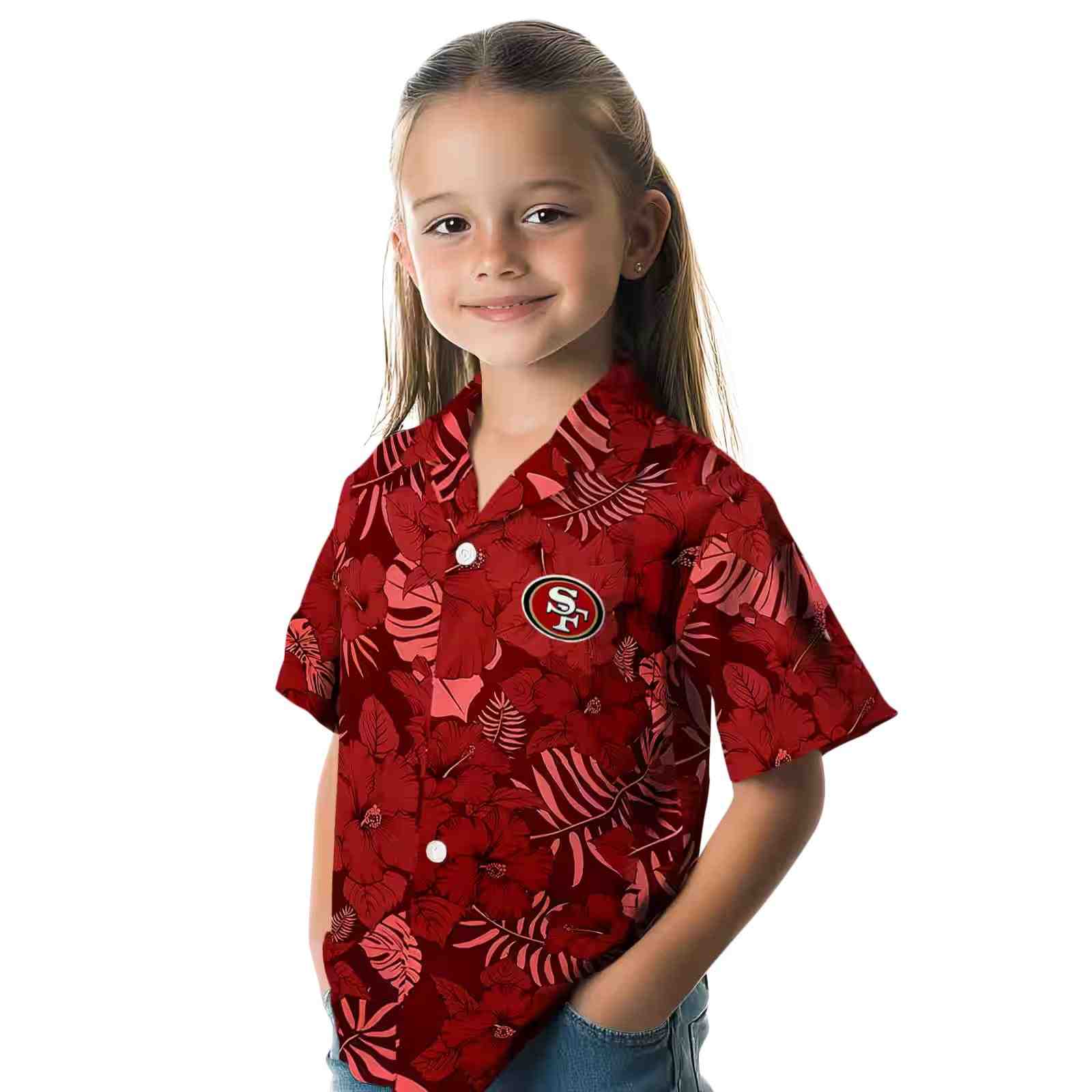 san francisco 49ers jungle vibes red hawaiian shirt premium grade