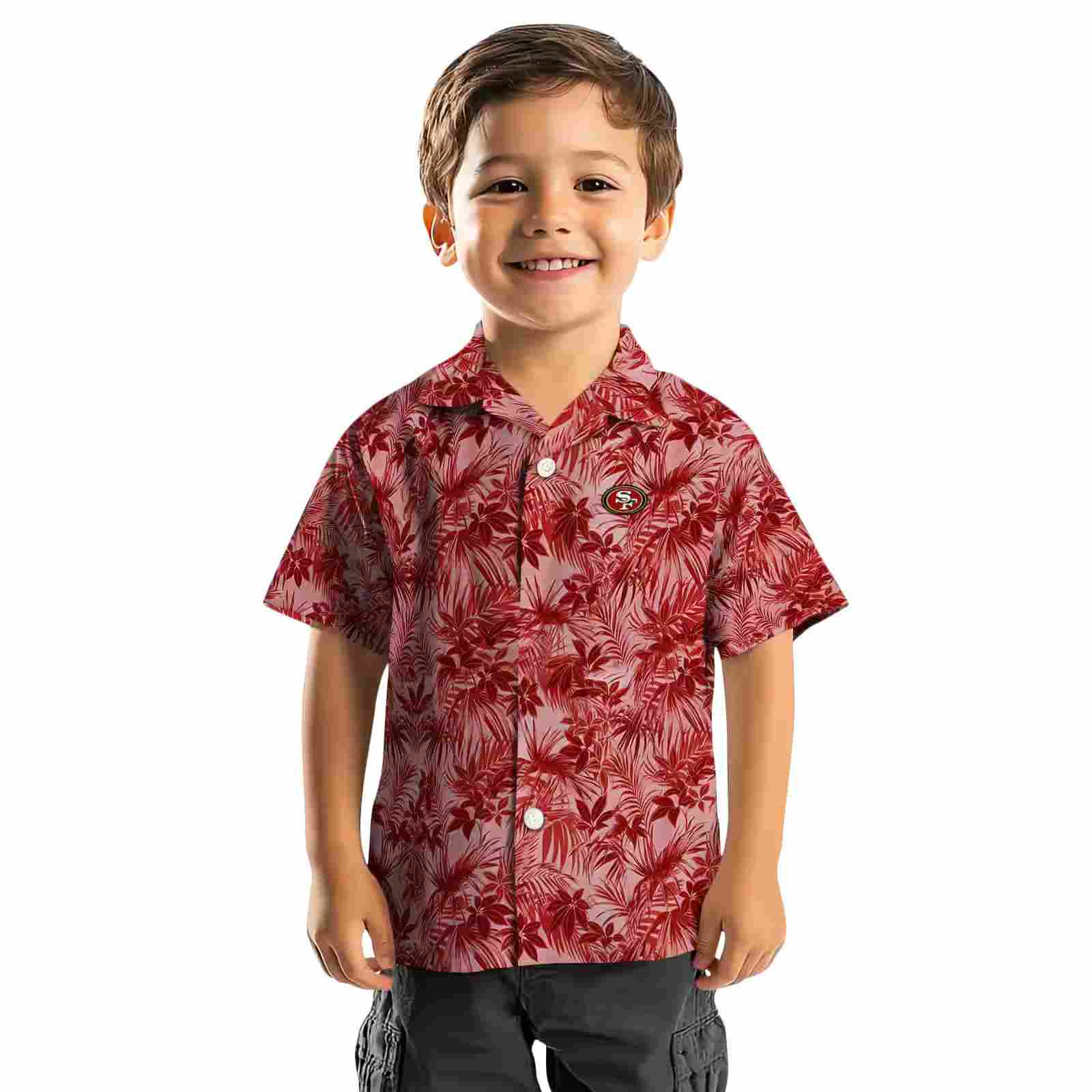 san francisco 49ers leafy pattern red hawaiian shirt top rated