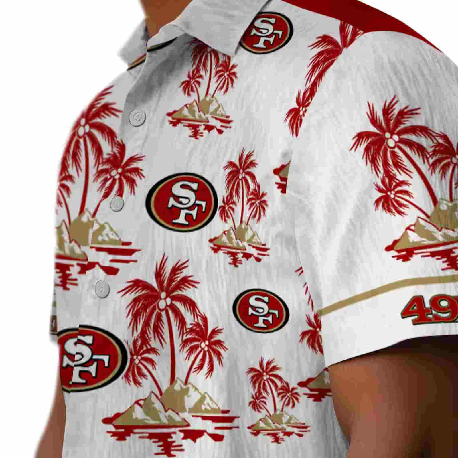 san francisco 49ers palm island print red white hawaiian shirt trendy