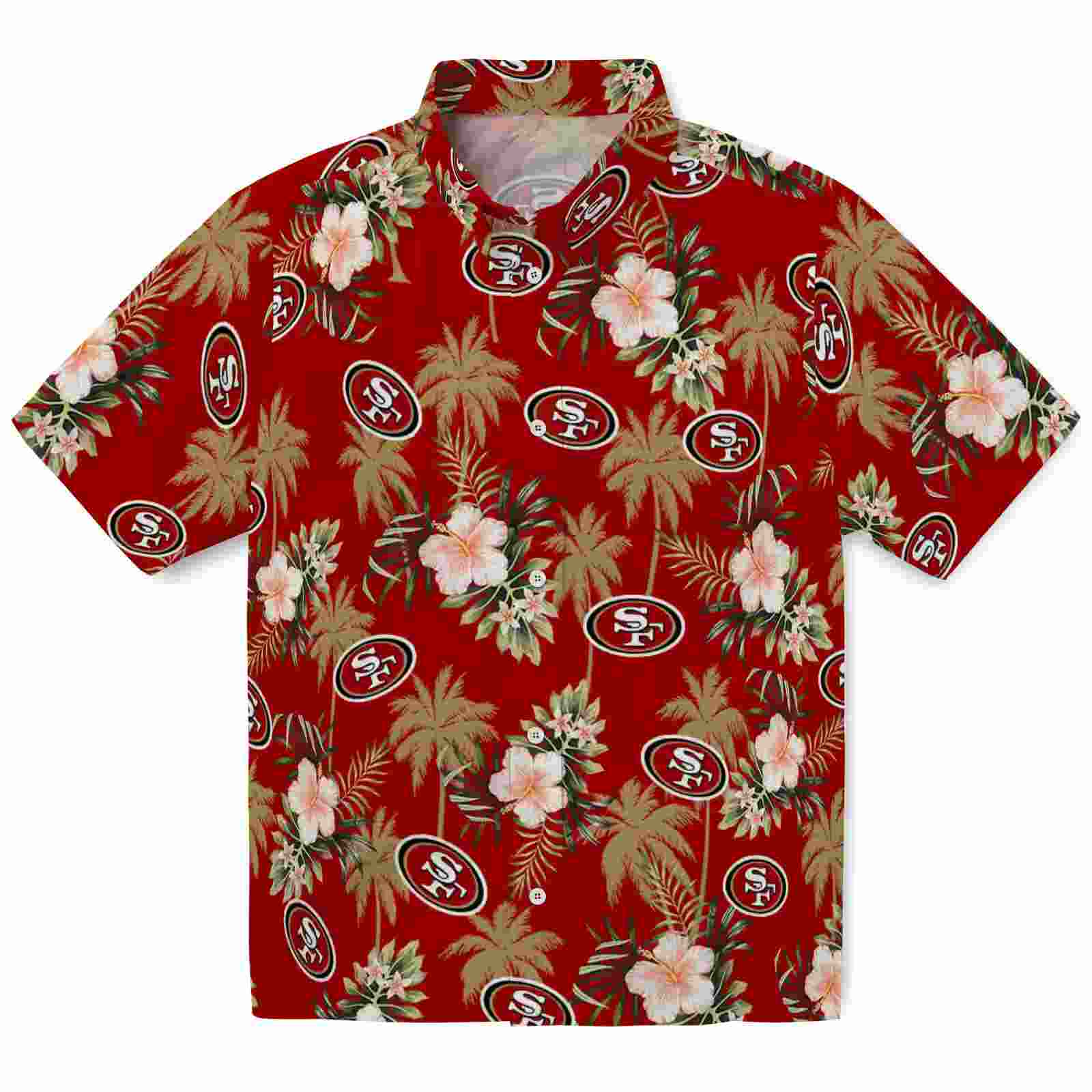 san francisco 49ers palm tree flower red hawaiian shirt best selling