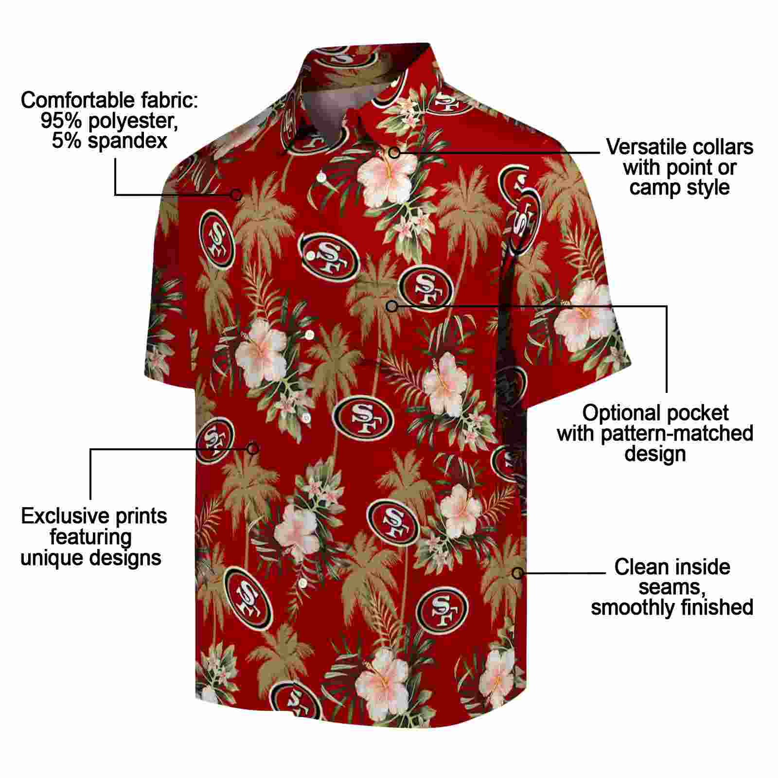 san francisco 49ers palm tree flower red hawaiian shirt new arrival