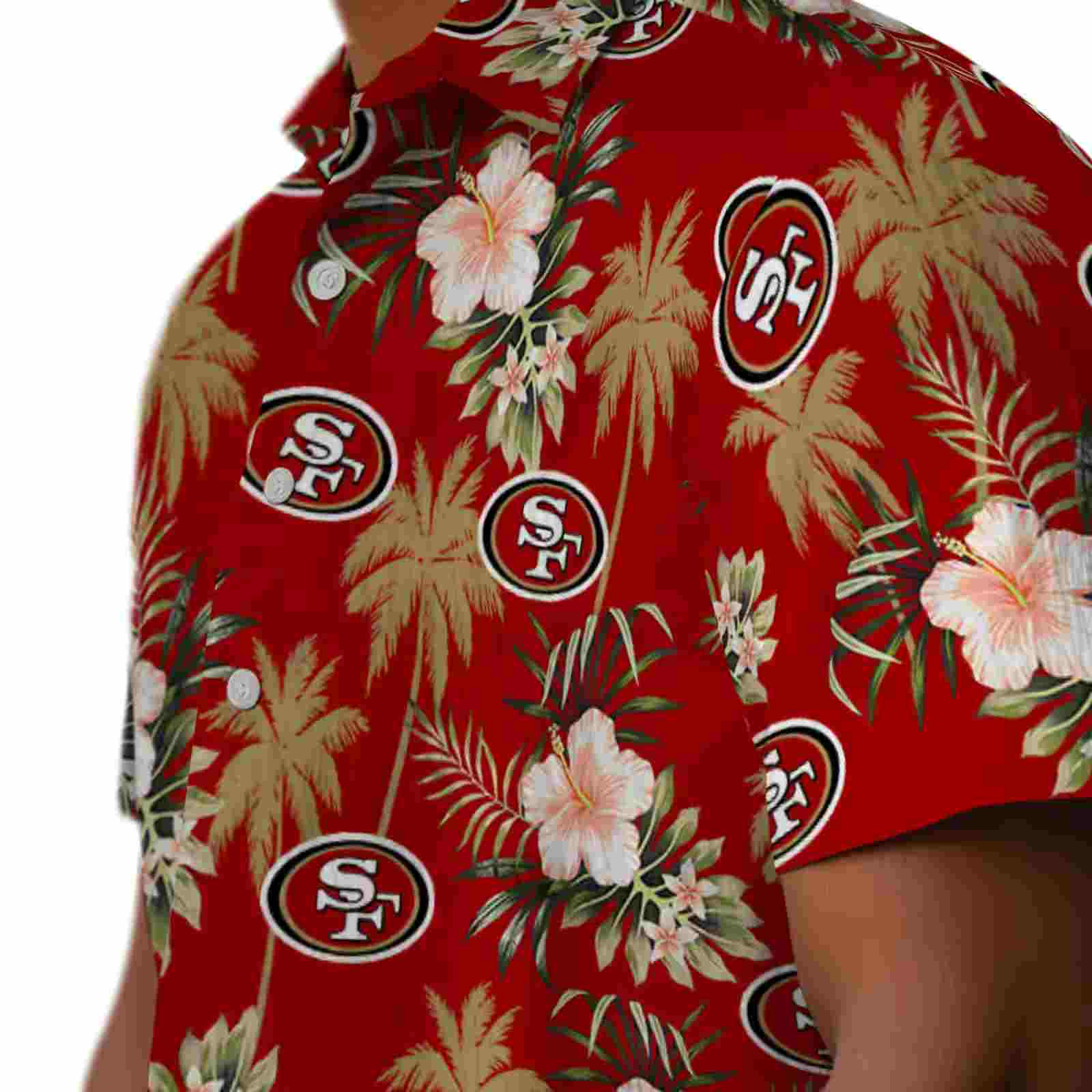 san francisco 49ers palm tree flower red hawaiian shirt trendy