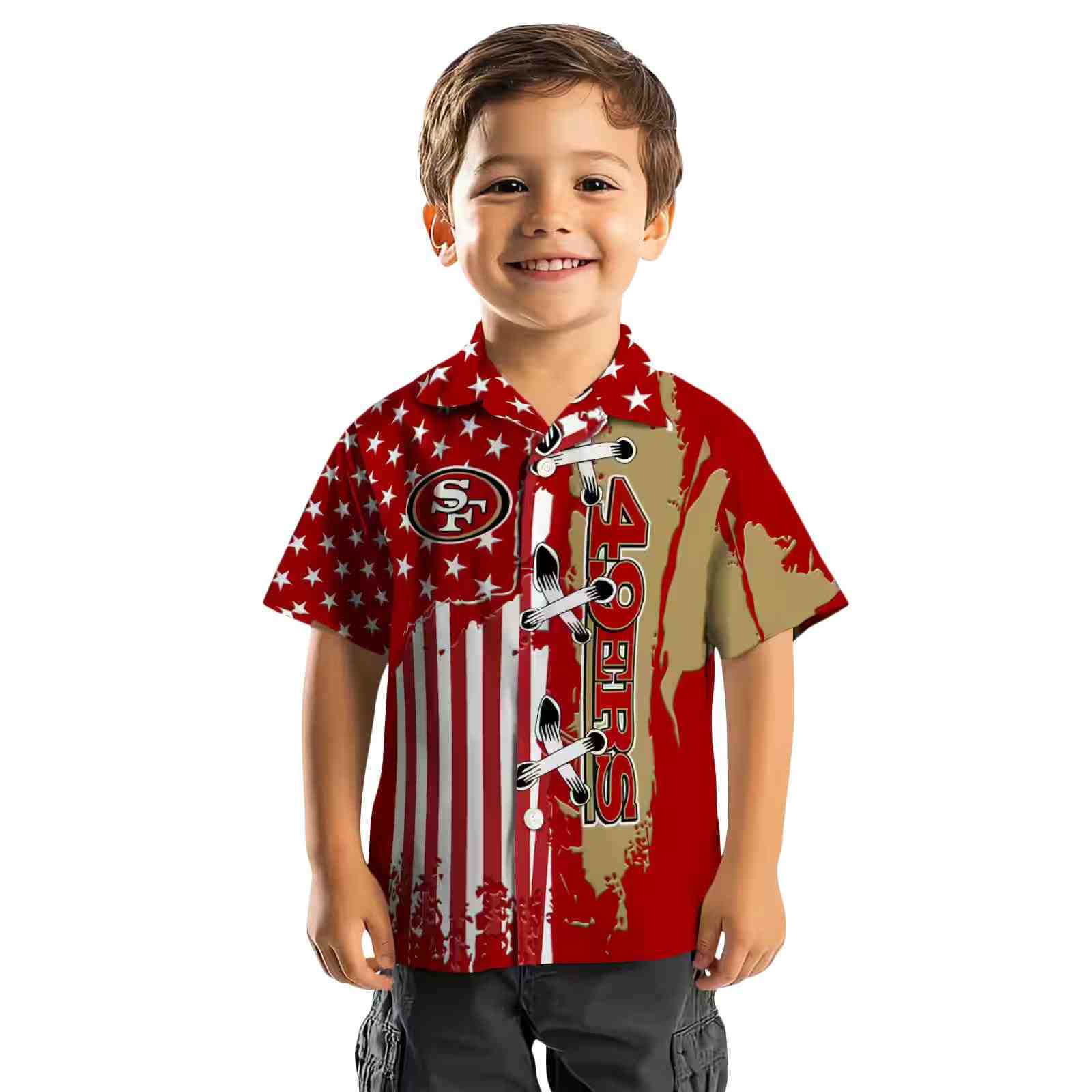 san francisco 49ers stitched flag red hawaiian shirt top rated