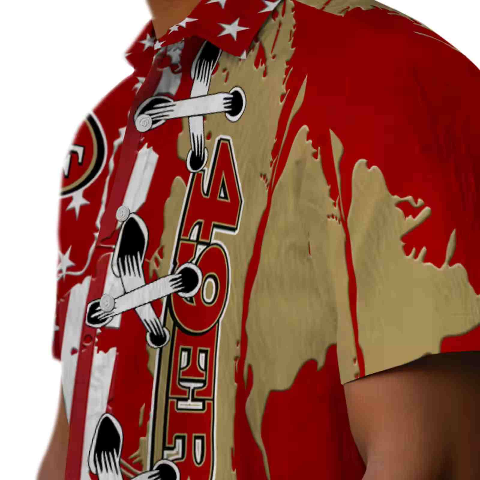 san francisco 49ers stitched flag red hawaiian shirt trendy