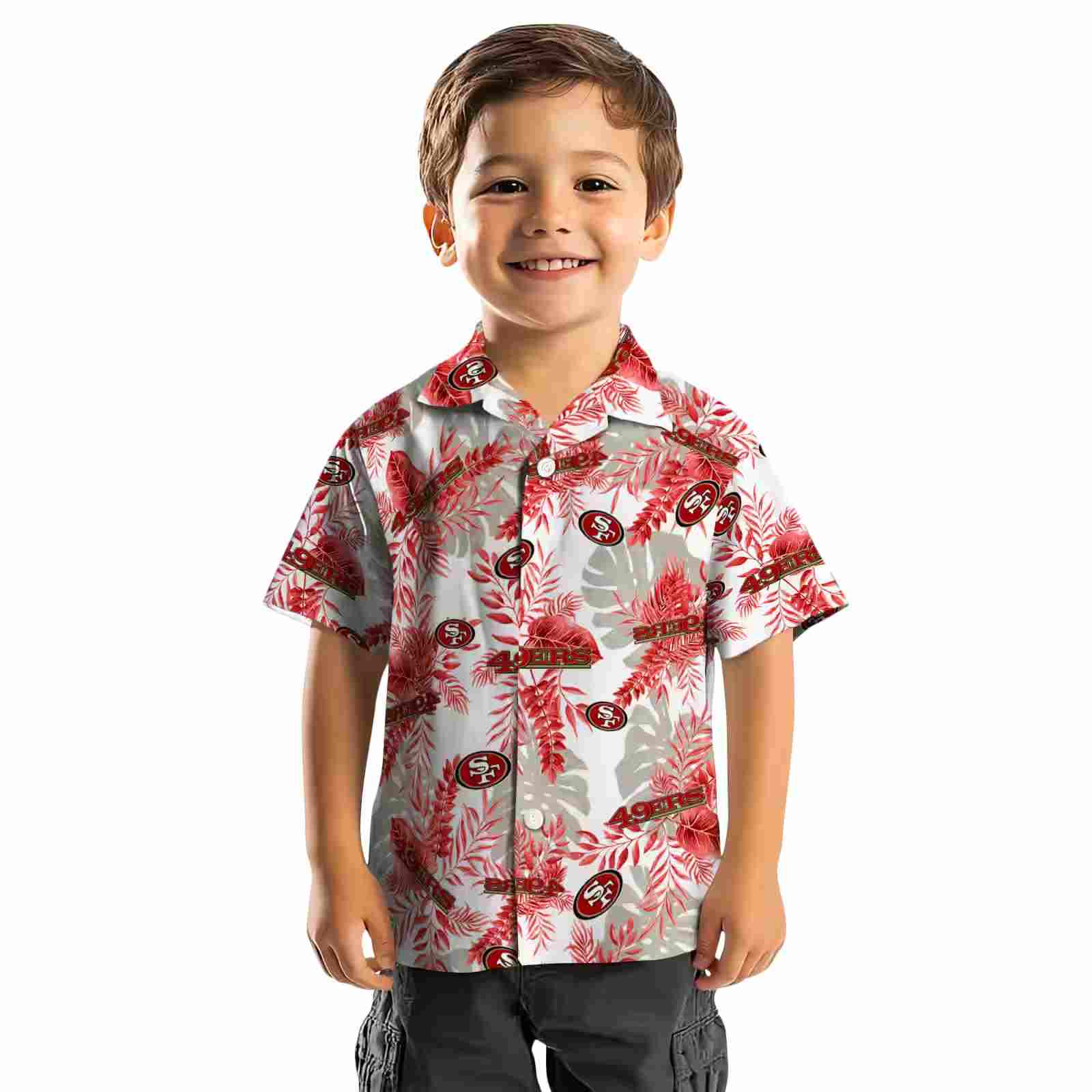 san francisco 49ers tropical leaves white hawaiian shirt top rated