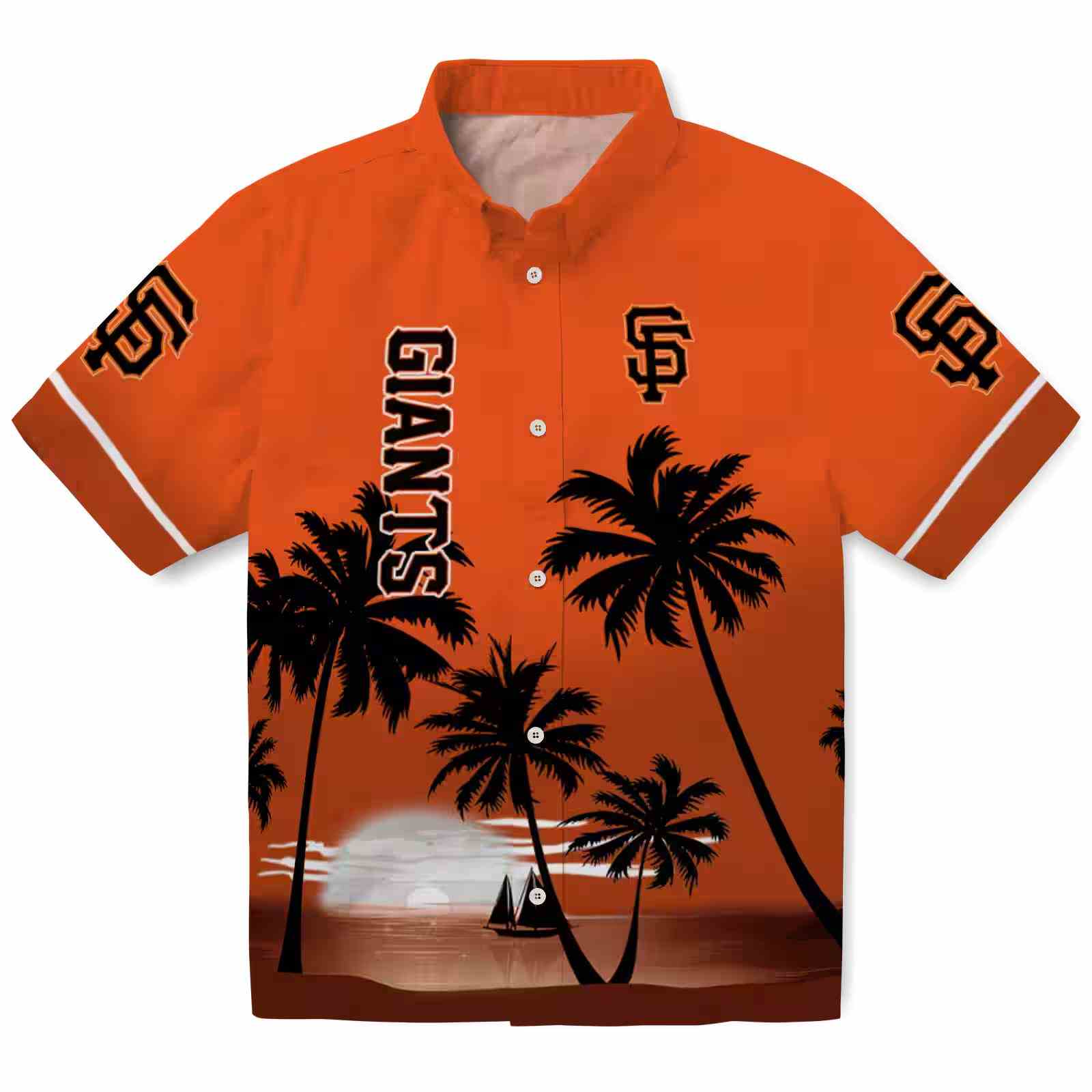 San Francisco Giants Beach Sunset Orange Black Hawaiian Shirt