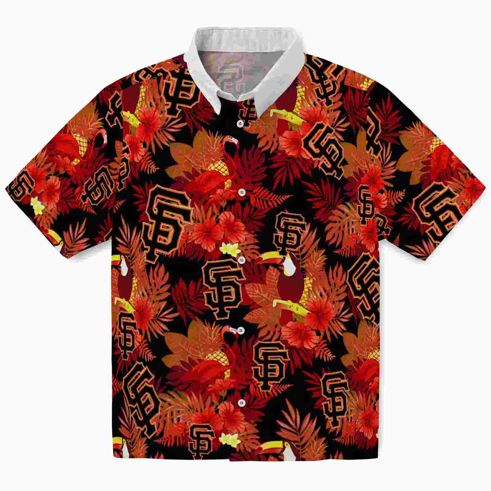 san francisco giants floral toucan orange red hawaiian shirt best selling