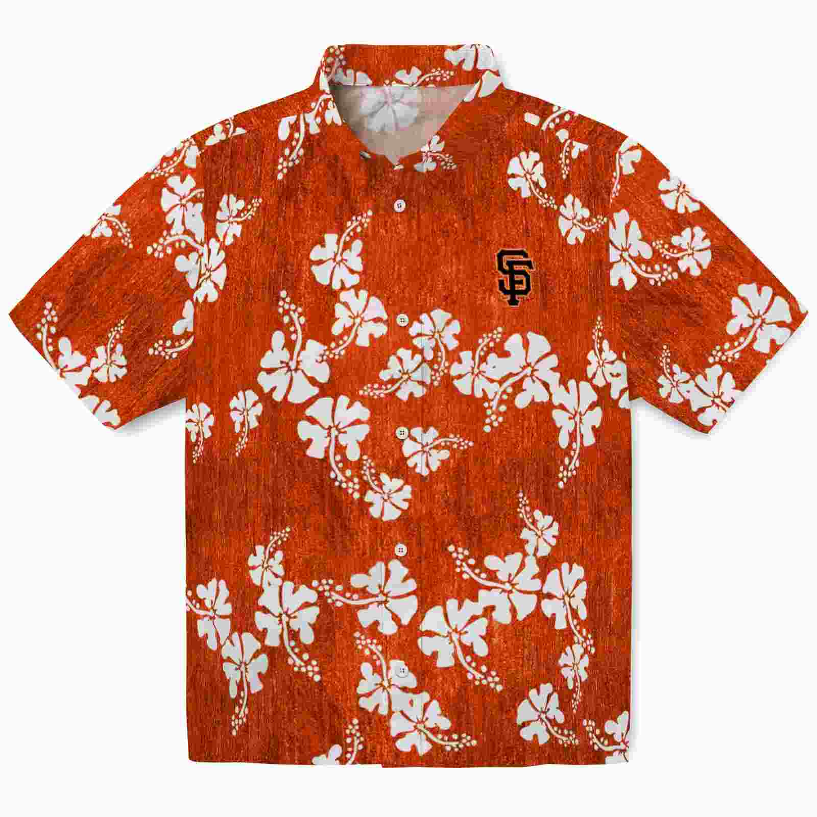 San Francisco Giants Hibiscus Clusters Orange Hawaiian Shirt