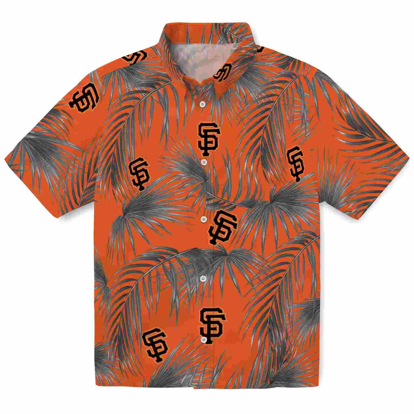 San Francisco Giants Leafy Palms Orange Hawaiian Shirt