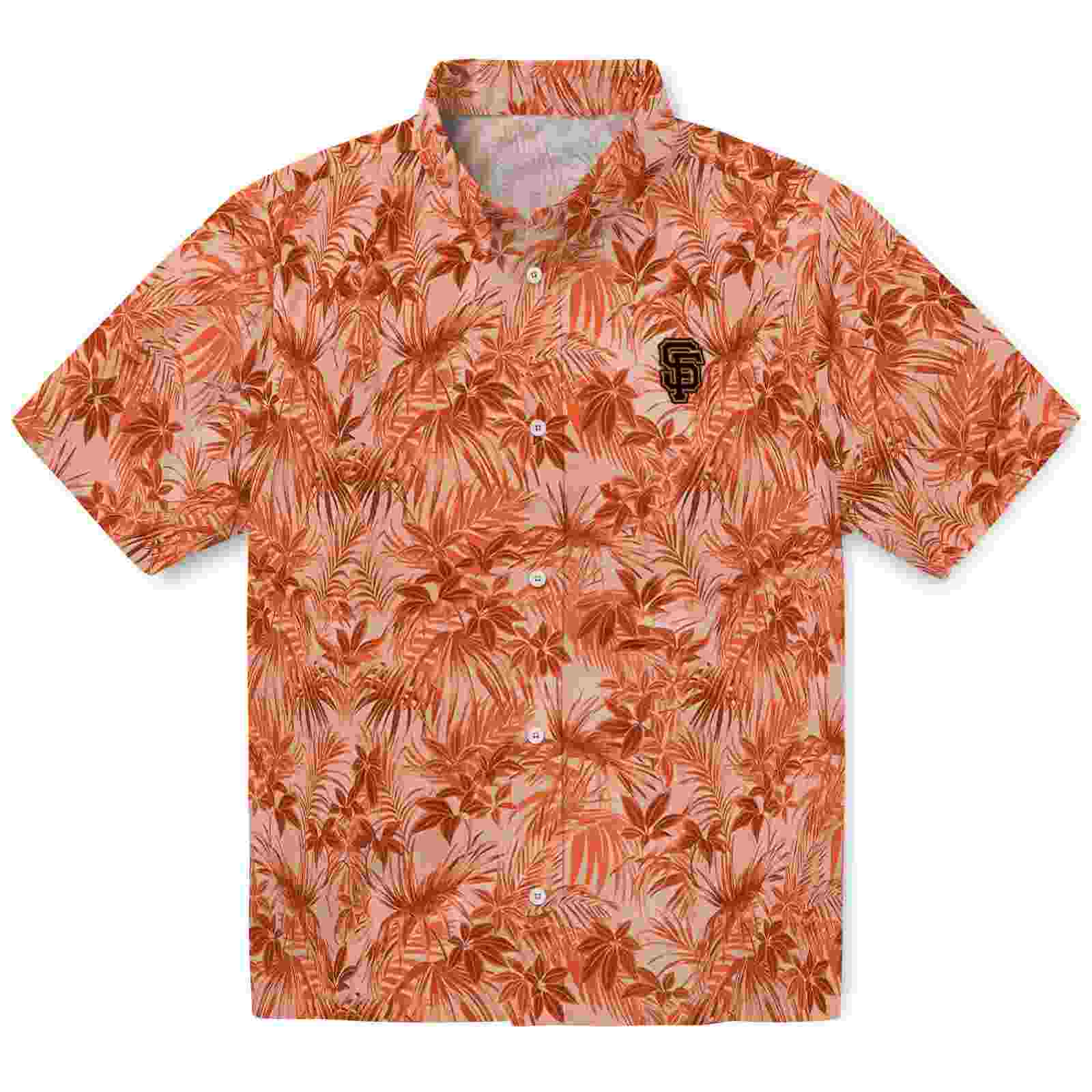 San Francisco Giants Leafy Pattern Orange Hawaiian Shirt