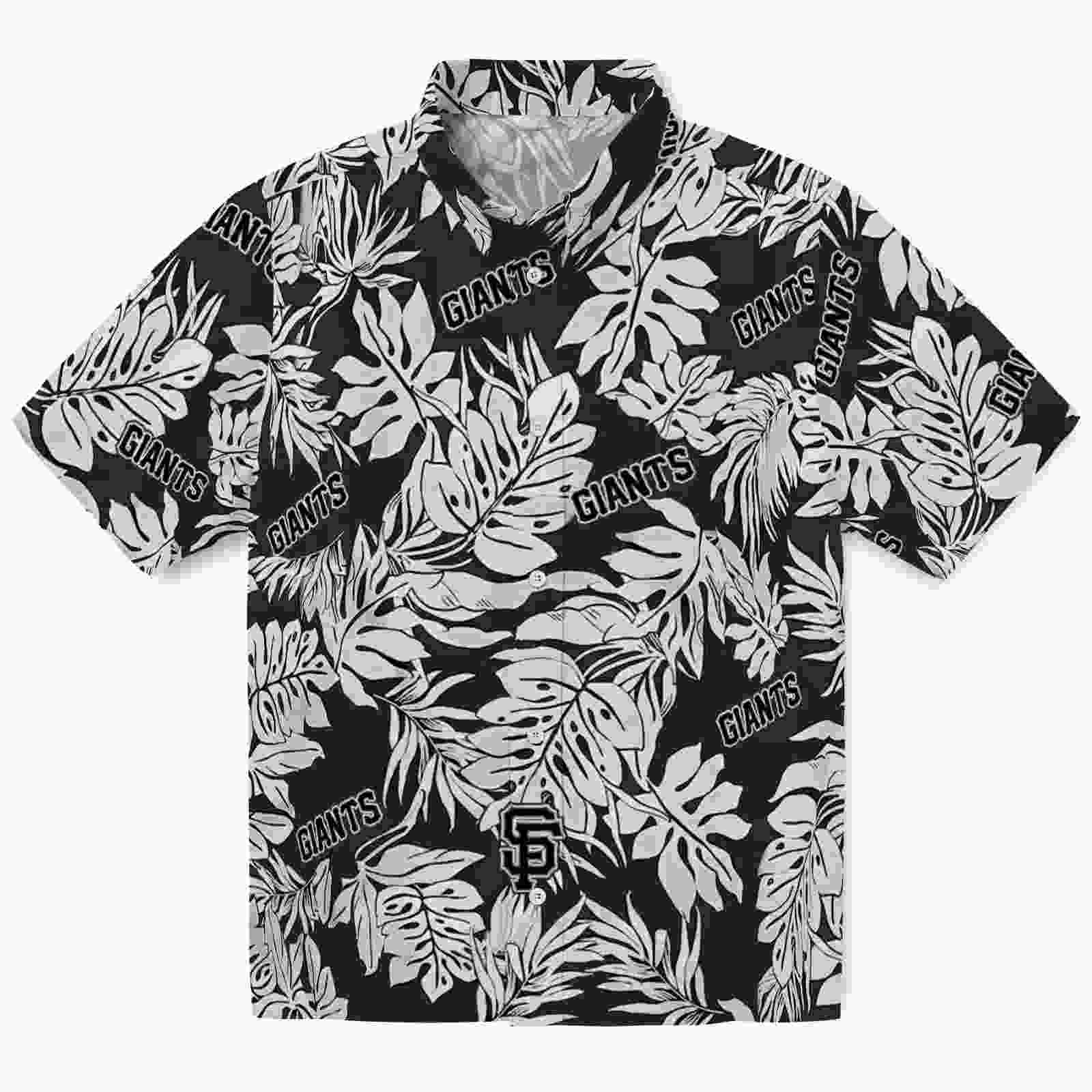 San Francisco Giants Monstera Leaf Pattern Black Hawaiian Shirt