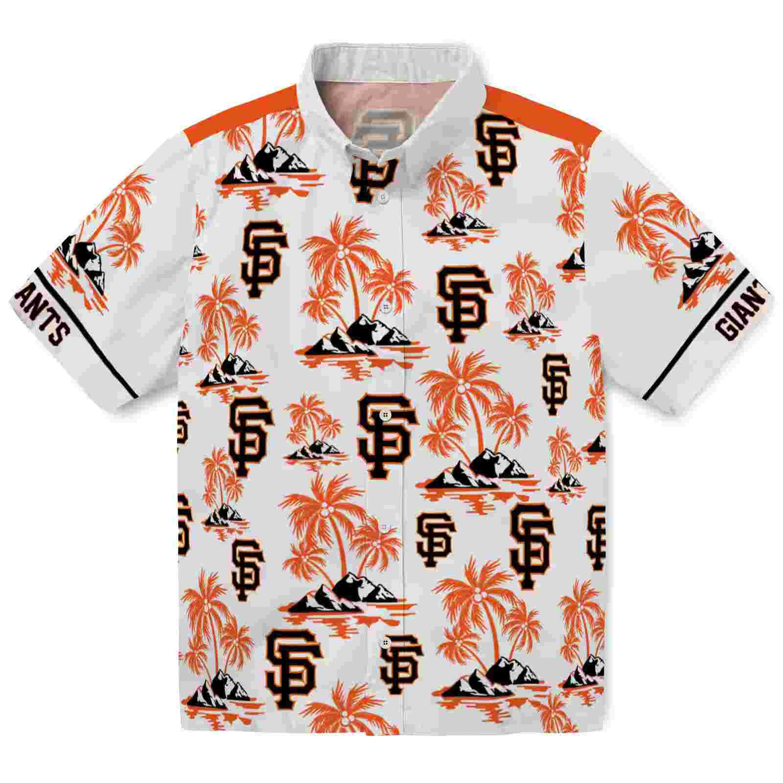 san francisco giants palm island print orange white hawaiian shirt best selling