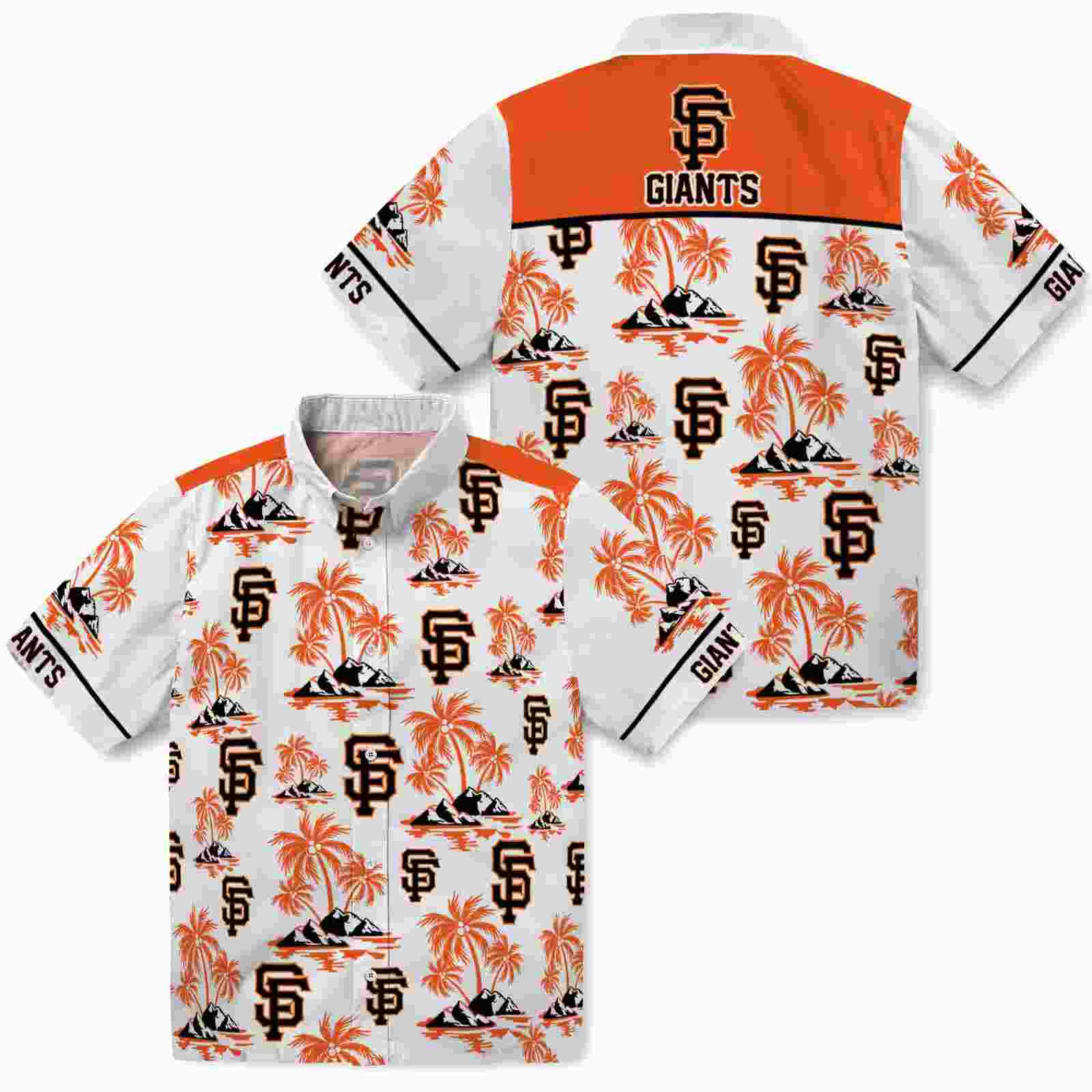 san francisco giants palm island print orange white hawaiian shirt high quality