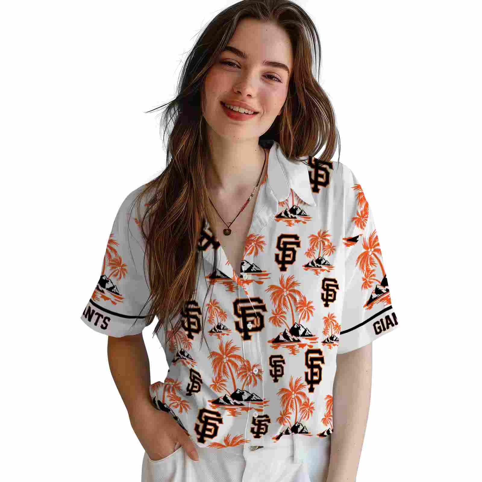 san francisco giants palm island print orange white hawaiian shirt latest model