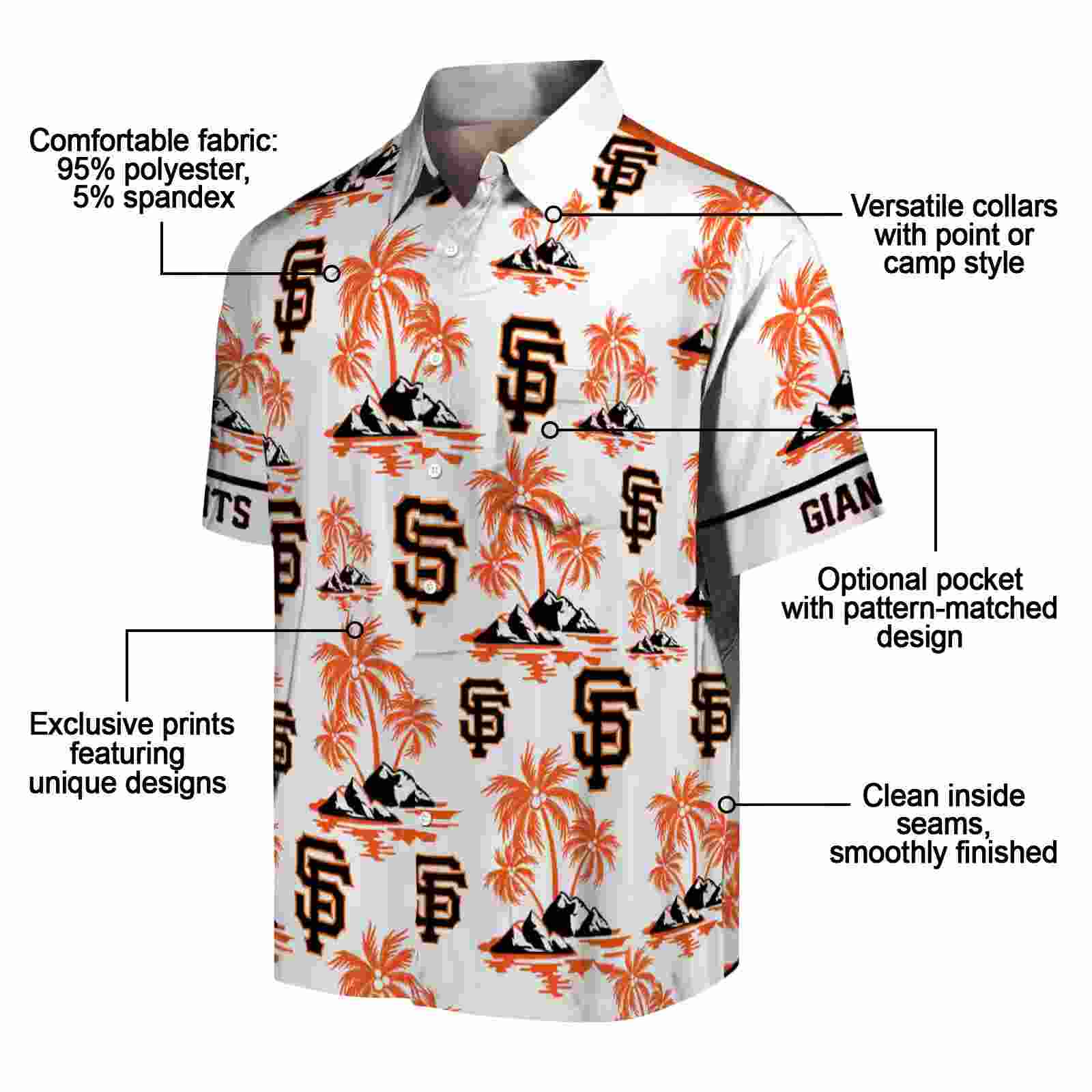 san francisco giants palm island print orange white hawaiian shirt new arrival