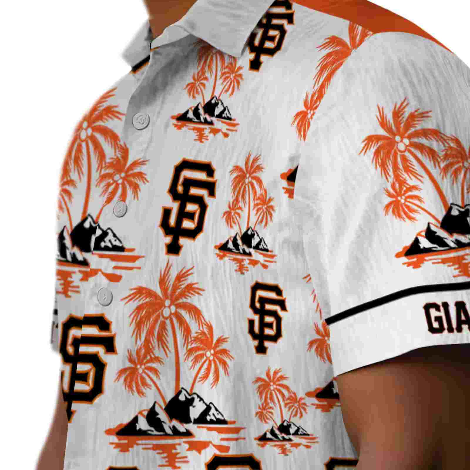 san francisco giants palm island print orange white hawaiian shirt trendy