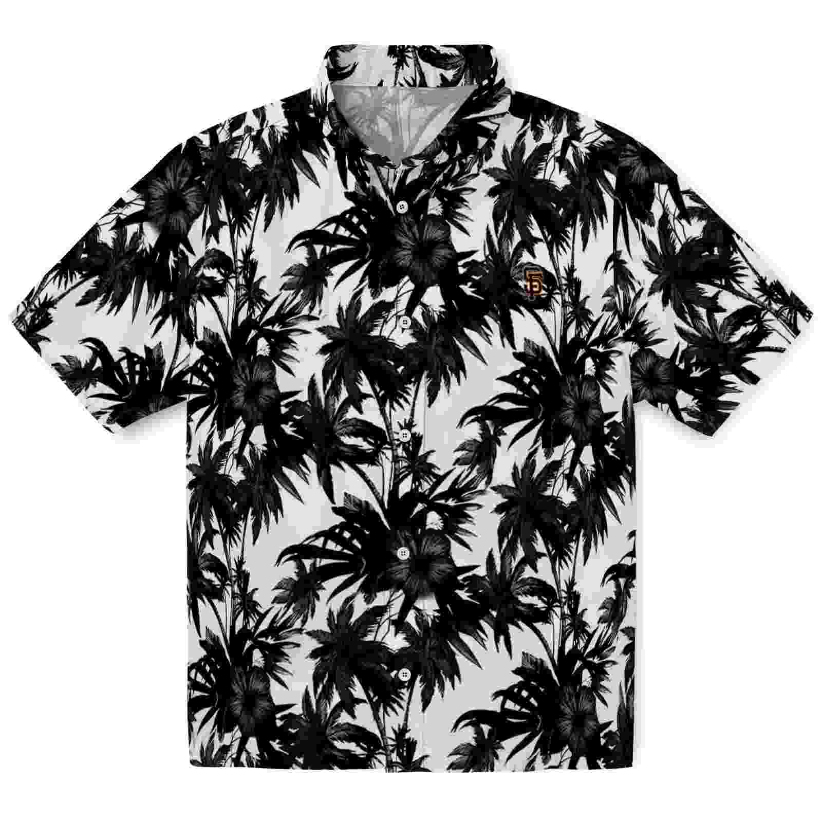 San Francisco Giants Palm Motifs Black White Hawaiian Shirt