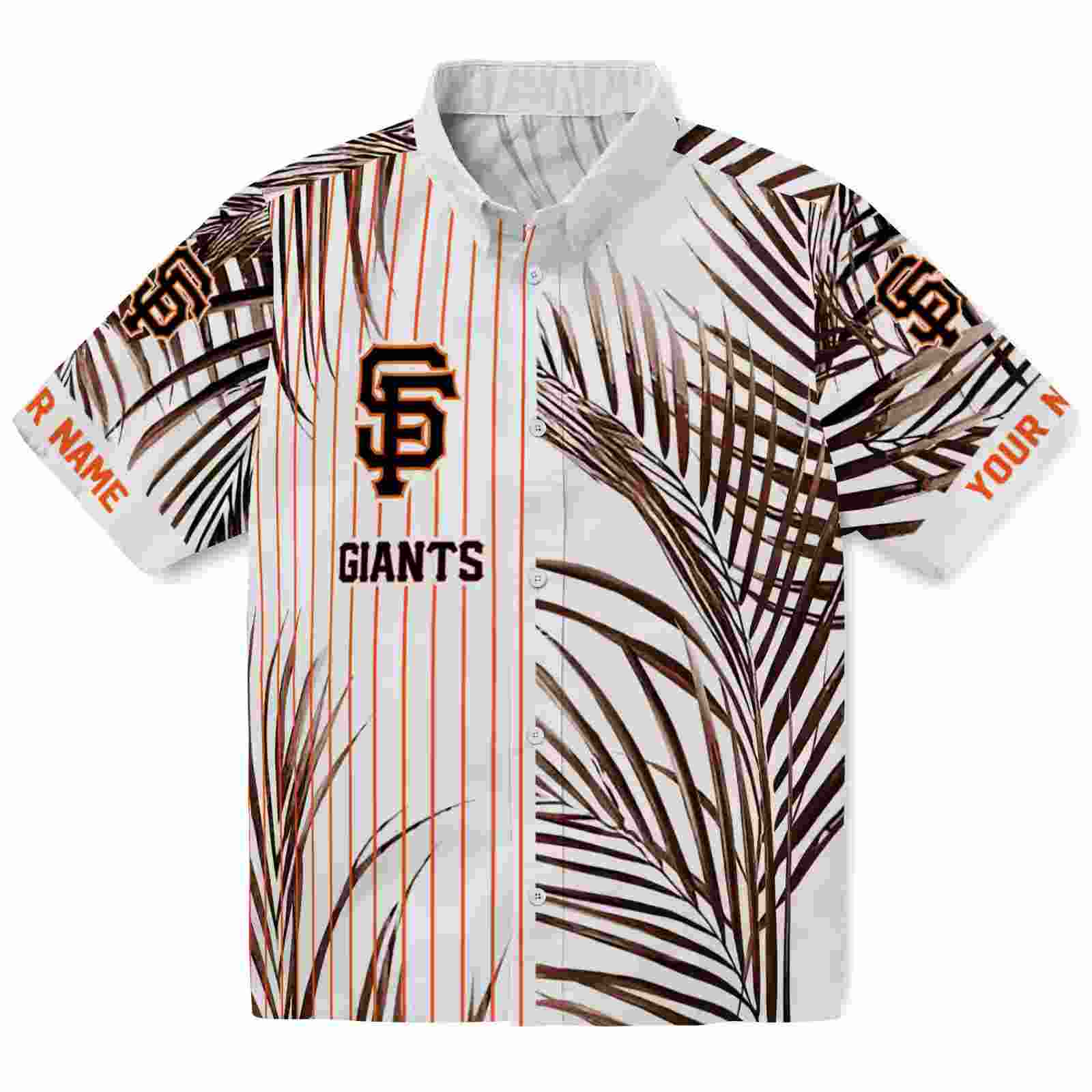 San Francisco Giants Palm Stripes Orange Black White Hawaiian Shirt