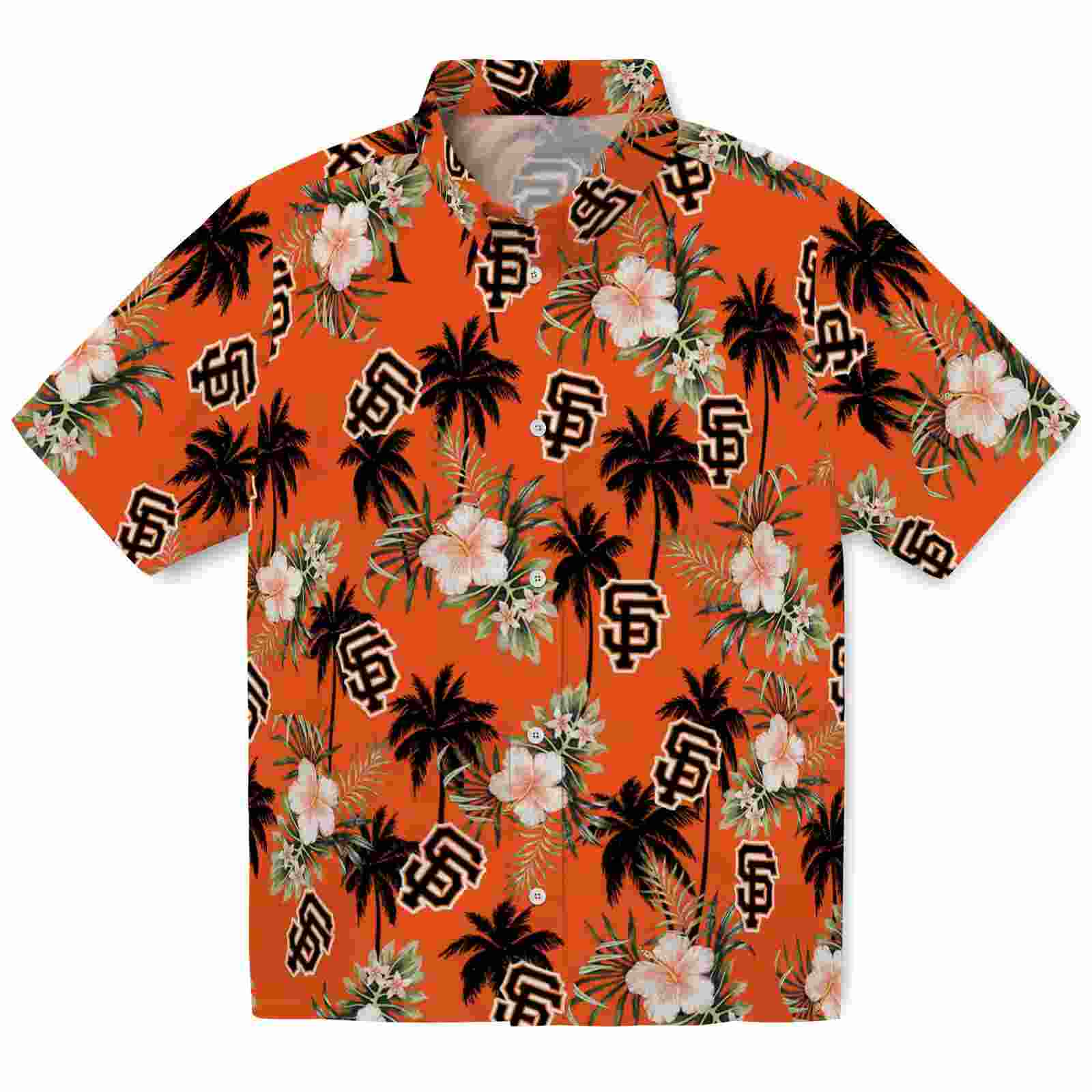 San Francisco Giants Palm Tree Flower Orange Hawaiian Shirt