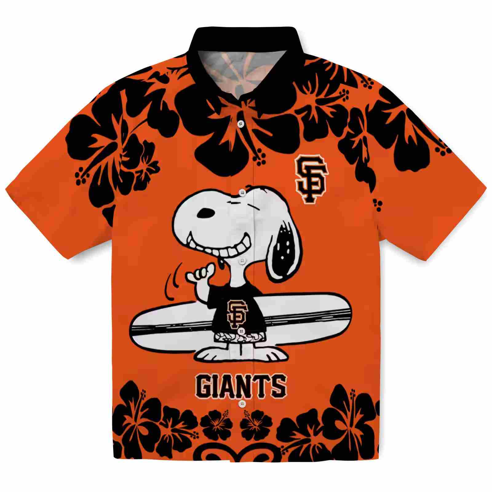 San Francisco Giants Snoopy Surf Orange White Hawaiian Shirt