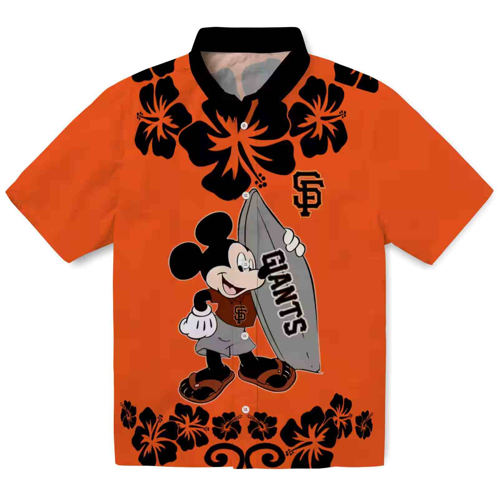 San Francisco Giants Surfing Mickey Orange Hawaiian Shirt