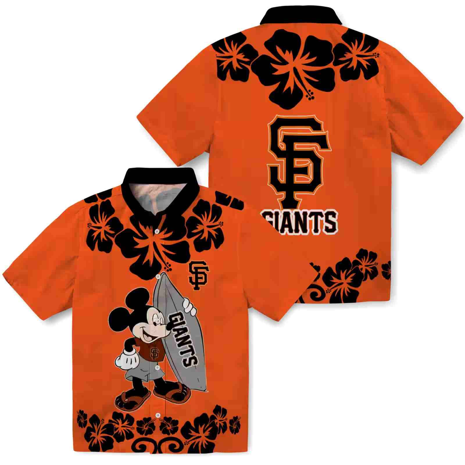 san francisco giants surfing mickey orange hawaiian shirt high quality