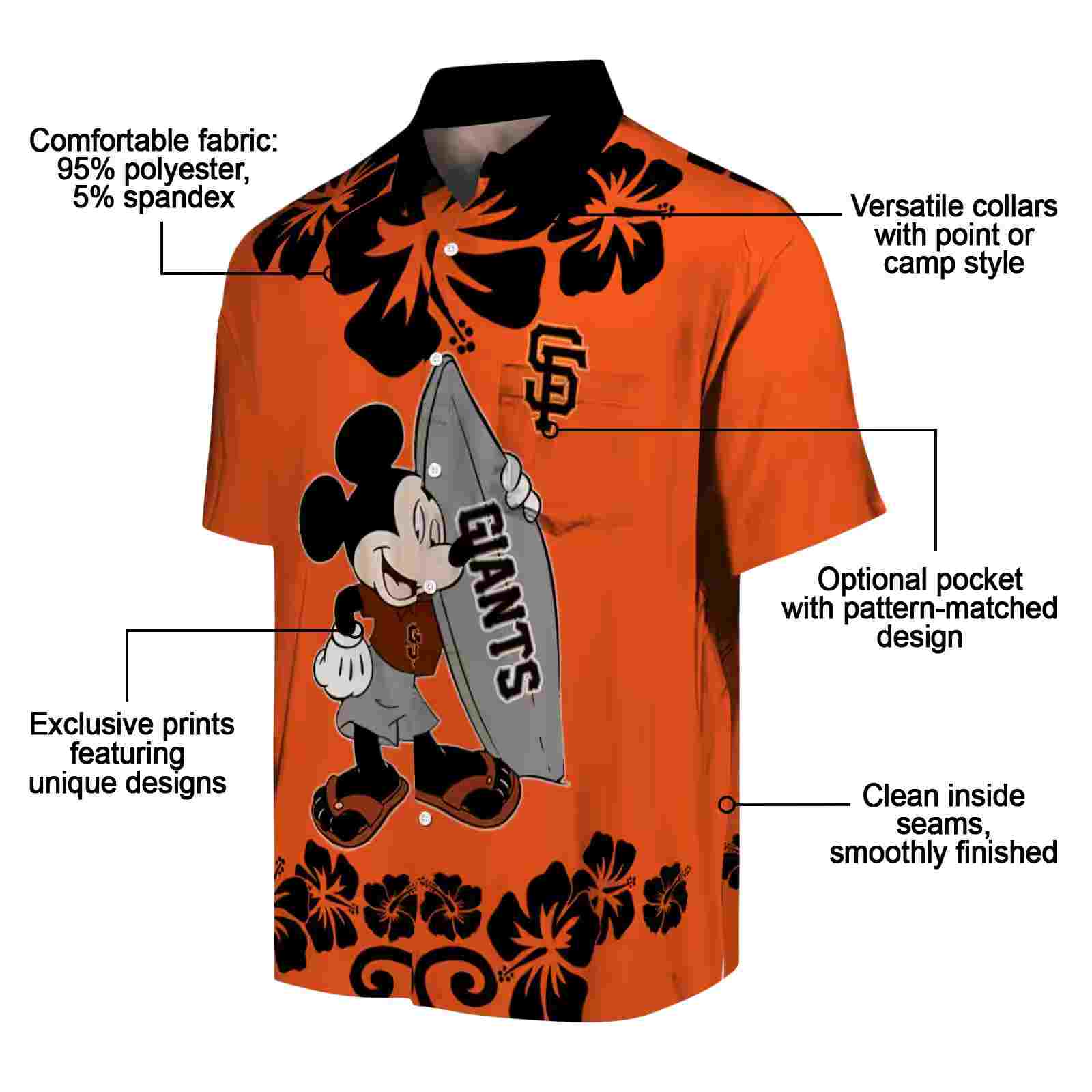 san francisco giants surfing mickey orange hawaiian shirt new arrival