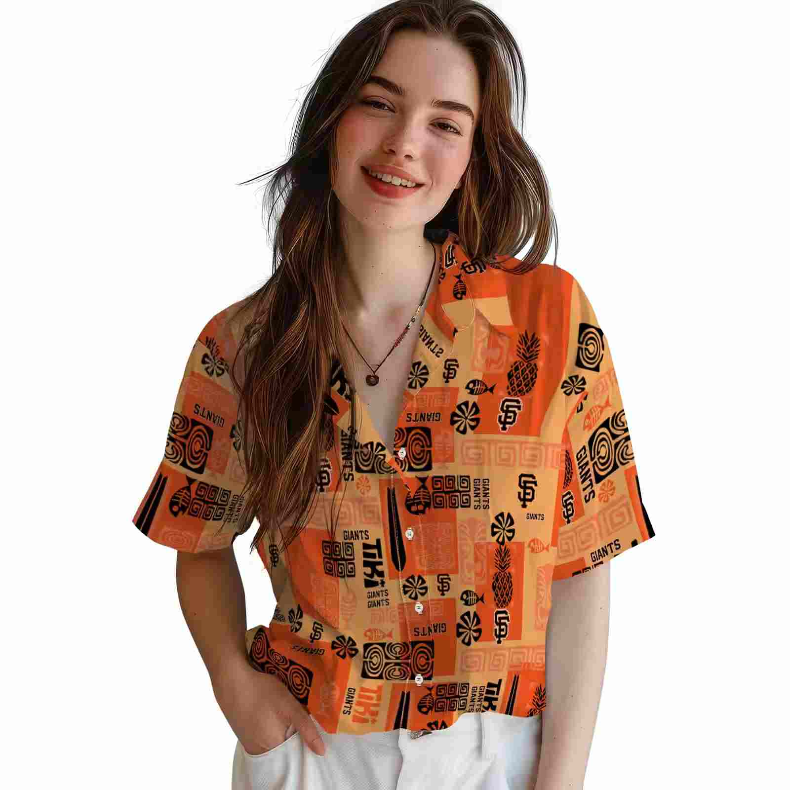 san francisco giants tribal symbols orange hawaiian shirt latest model