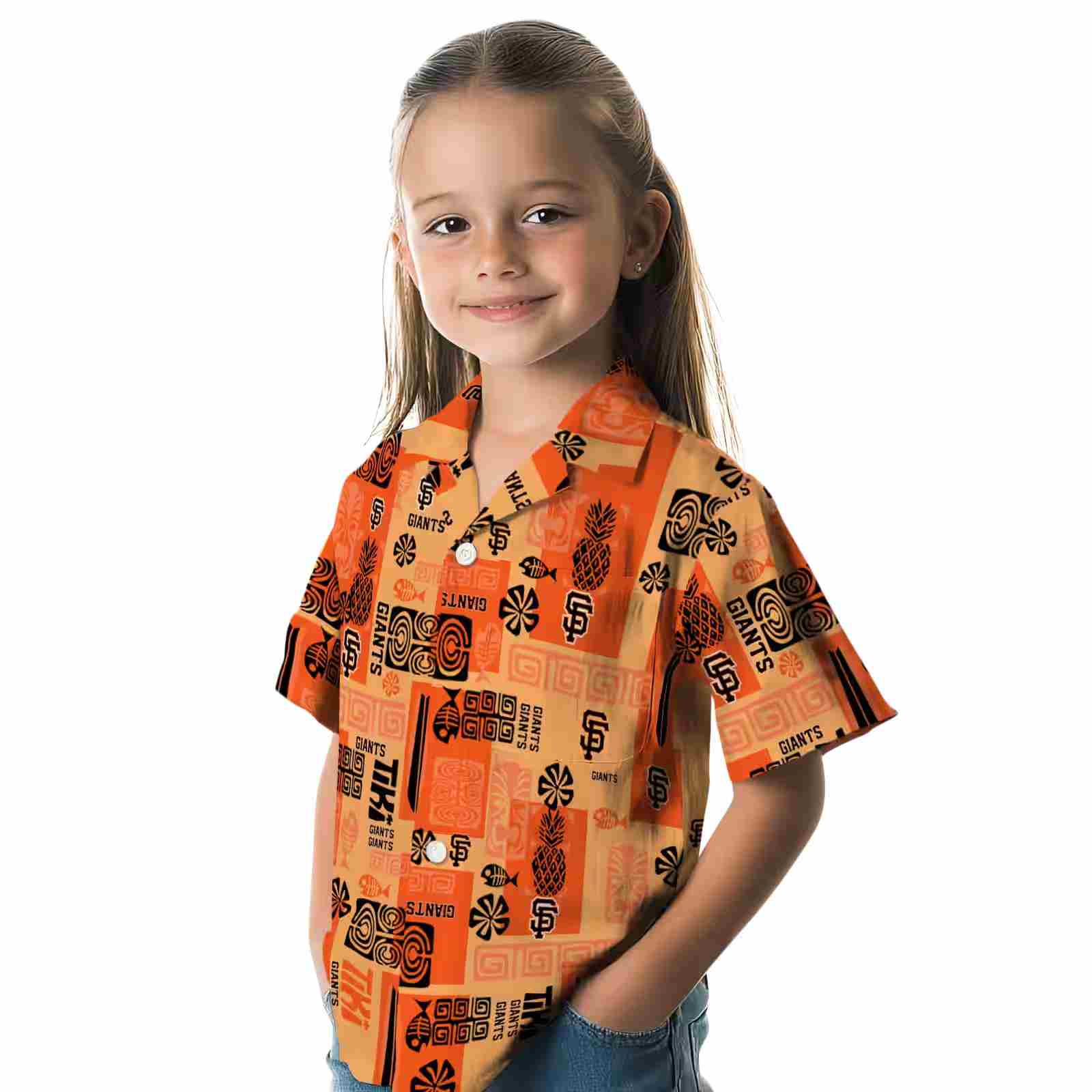 san francisco giants tribal symbols orange hawaiian shirt premium grade