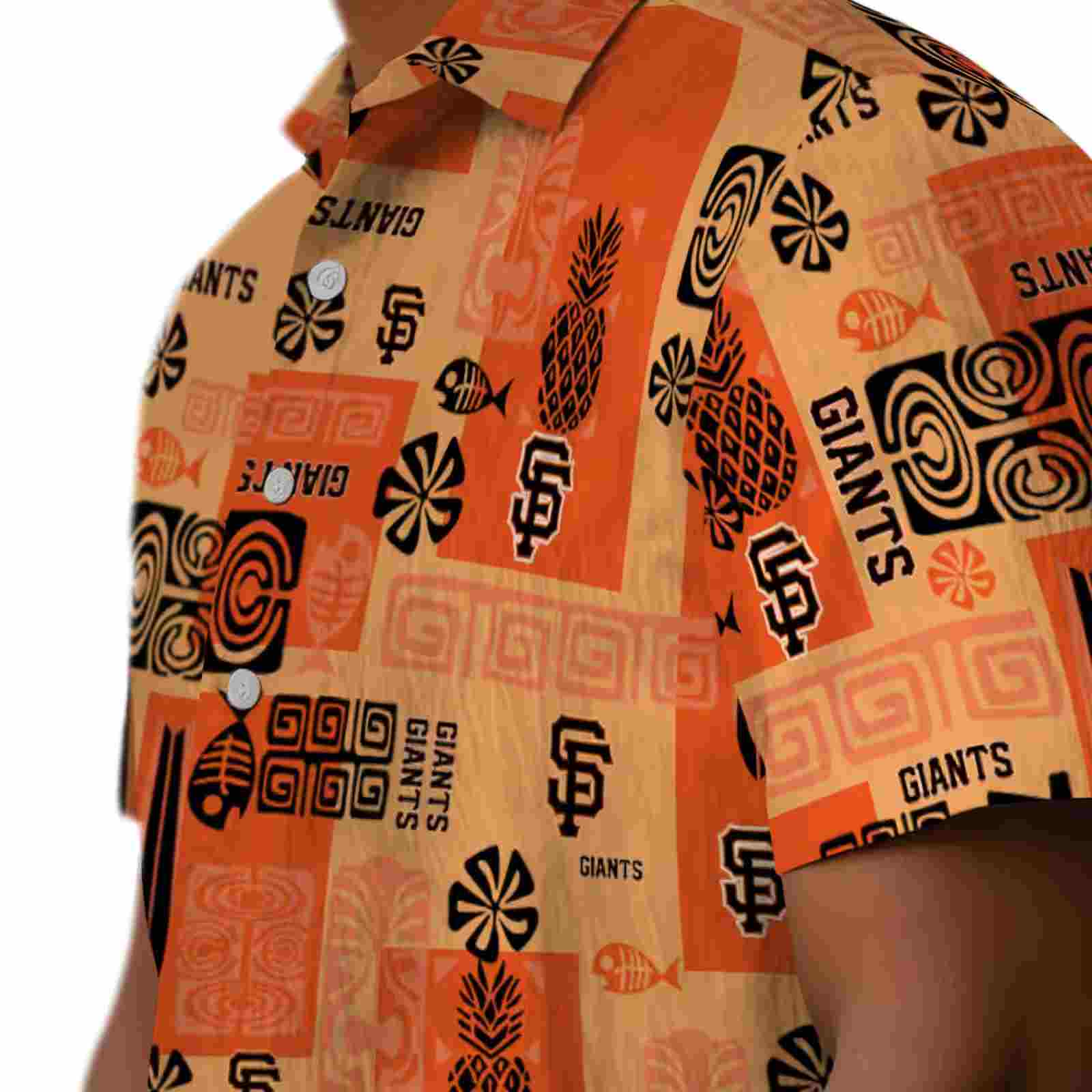 san francisco giants tribal symbols orange hawaiian shirt trendy