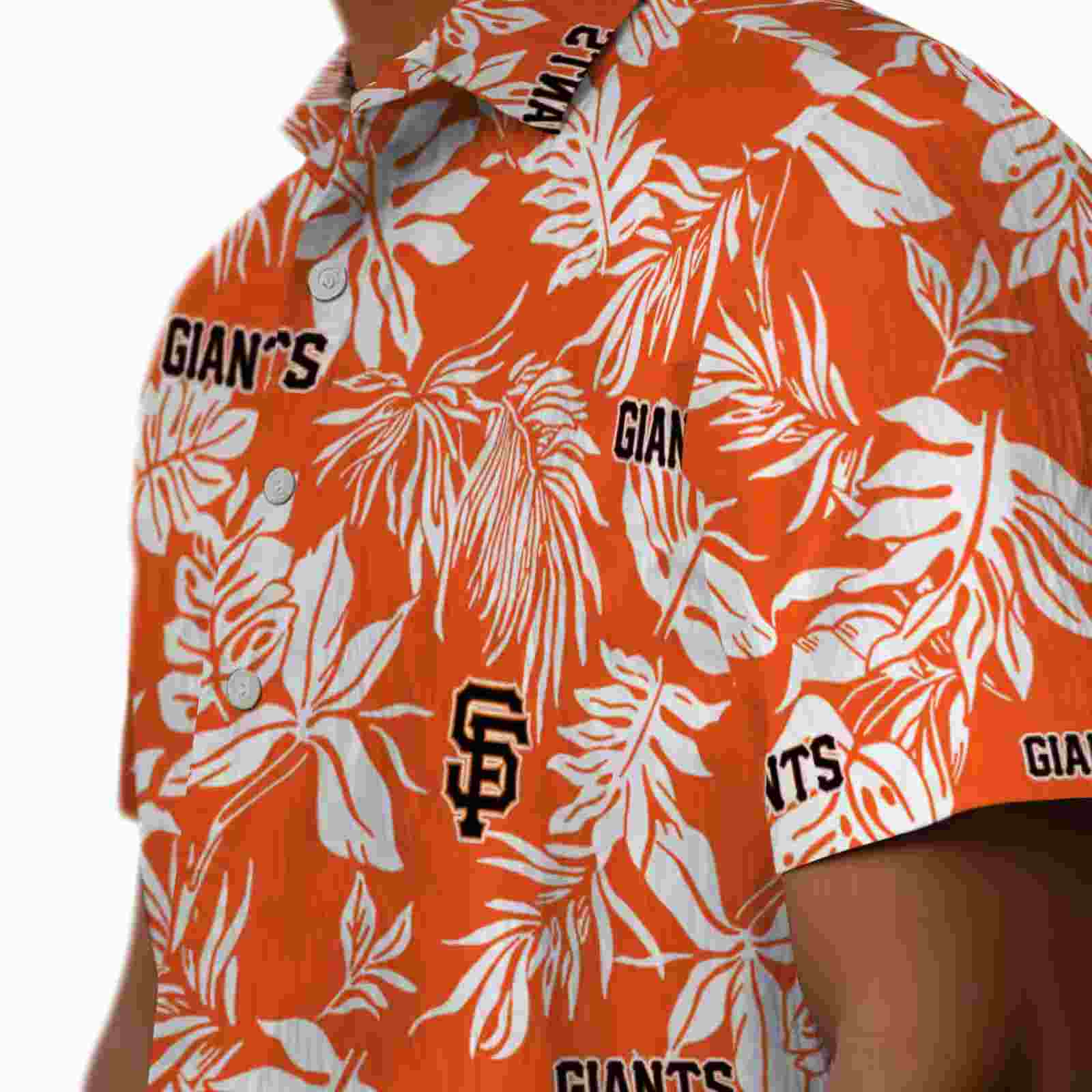 san francisco giants tropical leaf orange white hawaiian shirt trendy