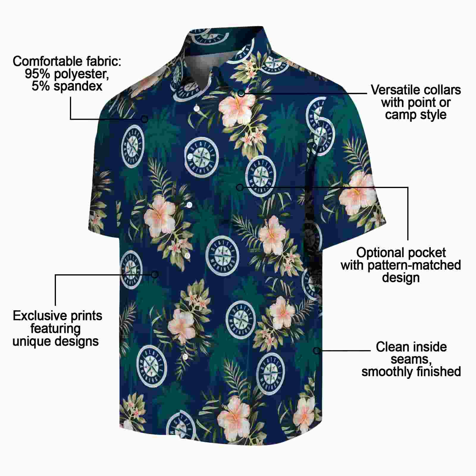 seattle mariners palm tree flower navy blue hawaiian shirt new arrival