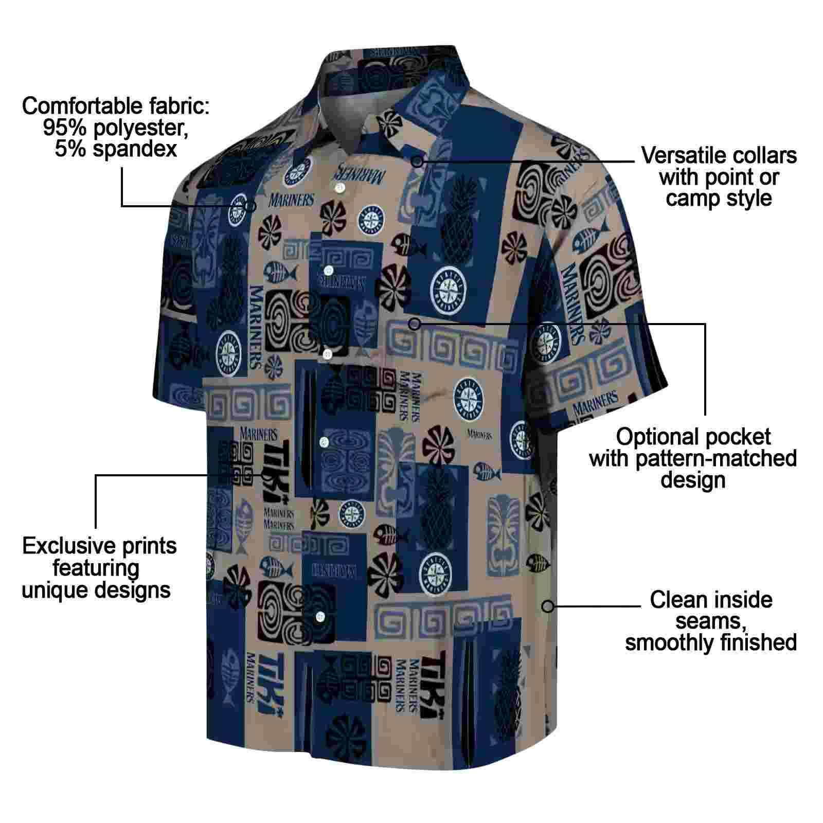 seattle mariners tribal symbols navy blue hawaiian shirt new arrival