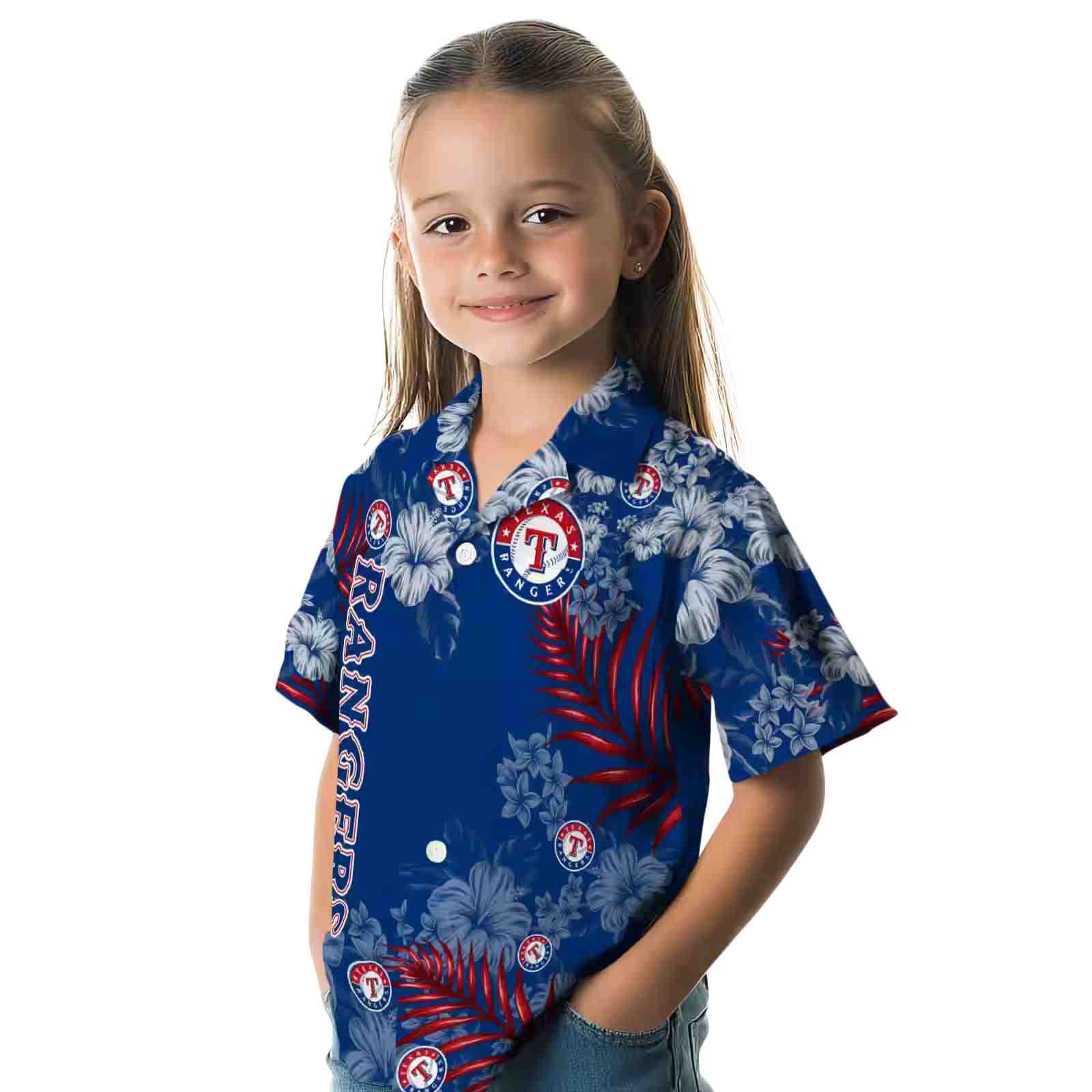 texas rangers hibiscus print blue hawaiian shirt premium grade