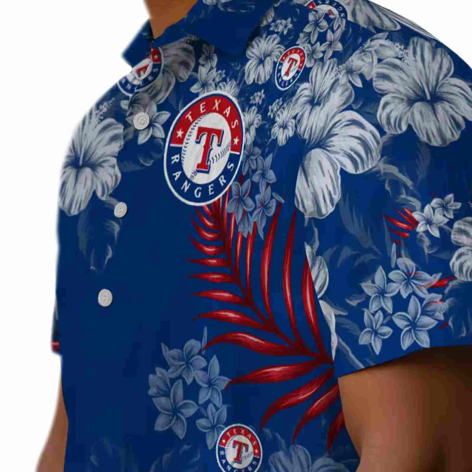 texas rangers hibiscus print blue hawaiian shirt trendy