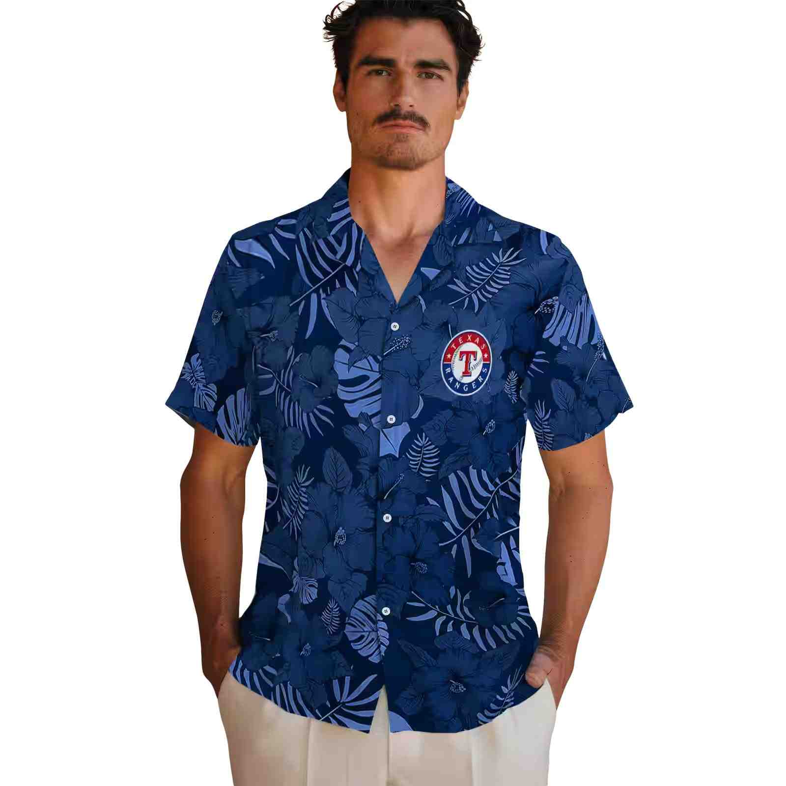 texas rangers jungle vibes blue hawaiian shirt fashion forward