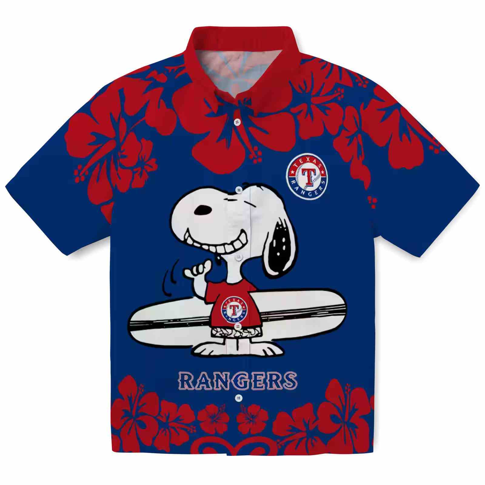 Texas Rangers Snoopy Surf Blue White Hawaiian Shirt