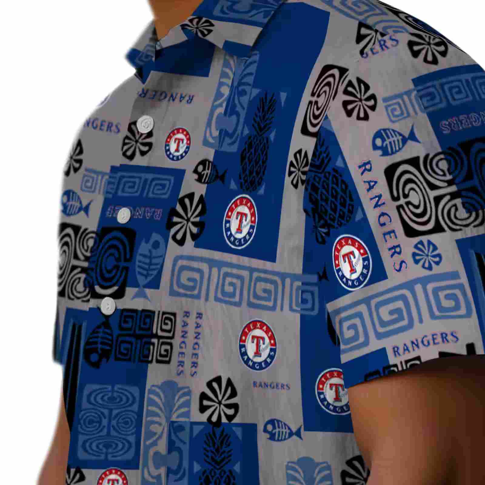 texas rangers tribal symbols blue hawaiian shirt trendy