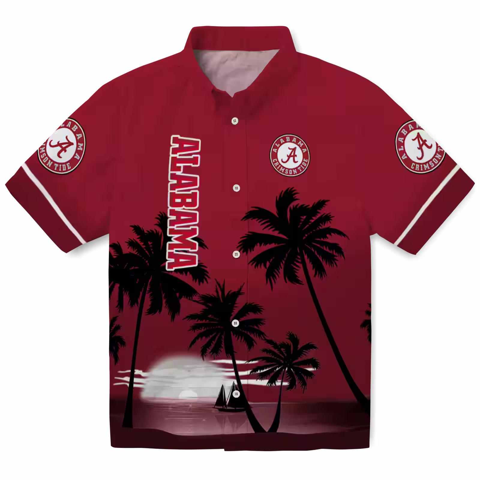 Alabama Crimson Tide Beach Sunset Crimson Black Hawaiian Shirt