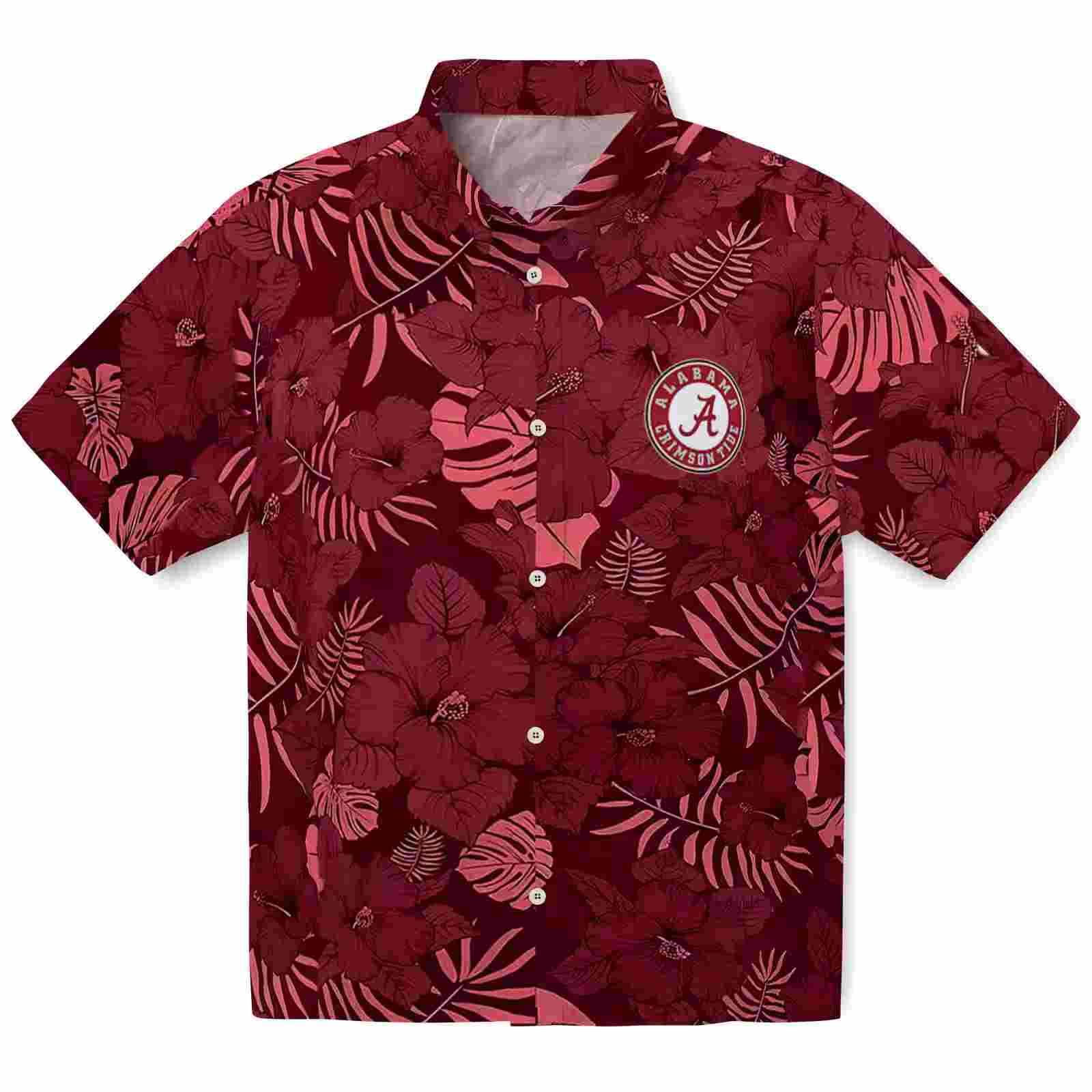 Alabama Crimson Tide Jungle Vibes Crimson Hawaiian Shirt