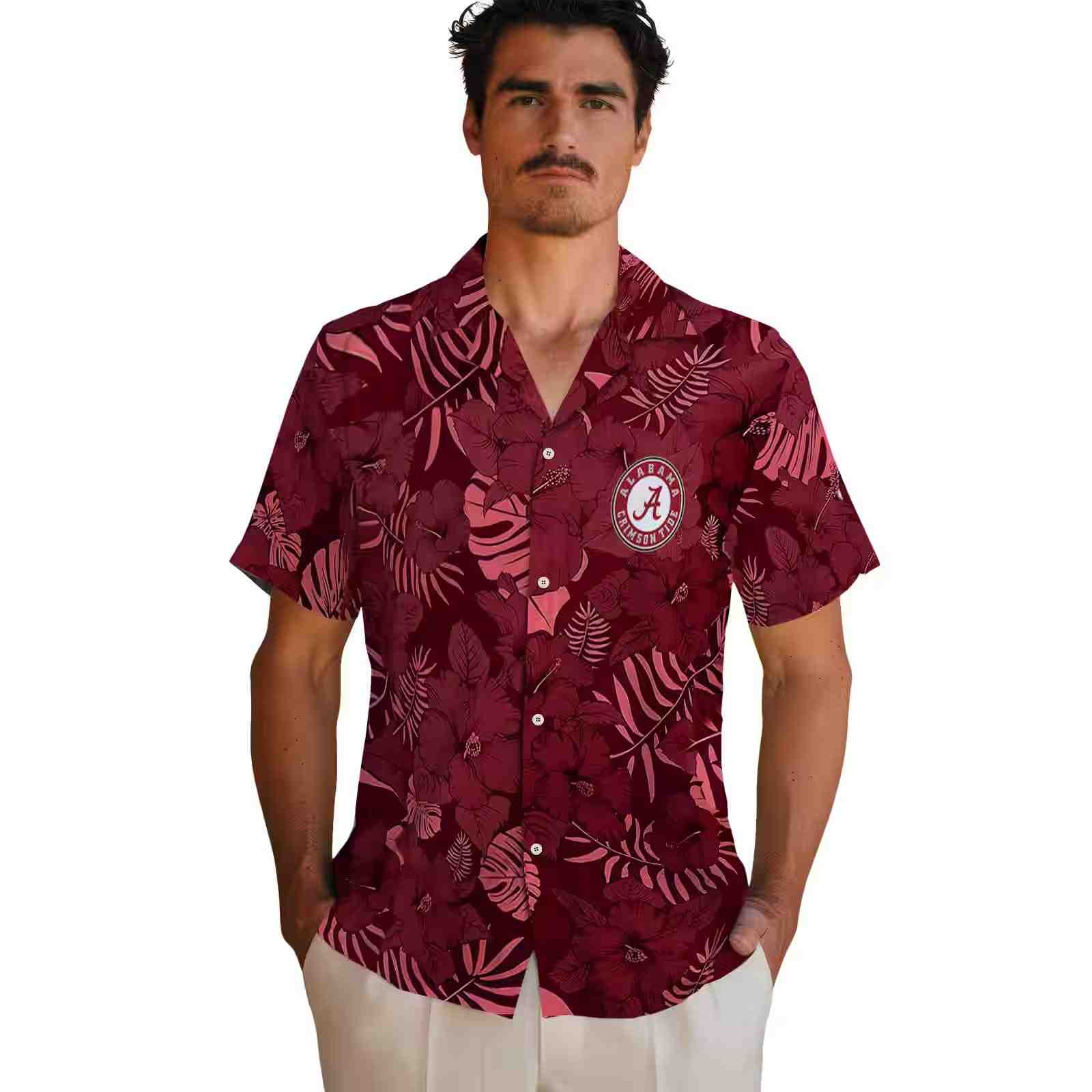 alabama crimson tide jungle vibes crimson hawaiian shirt fashion forward