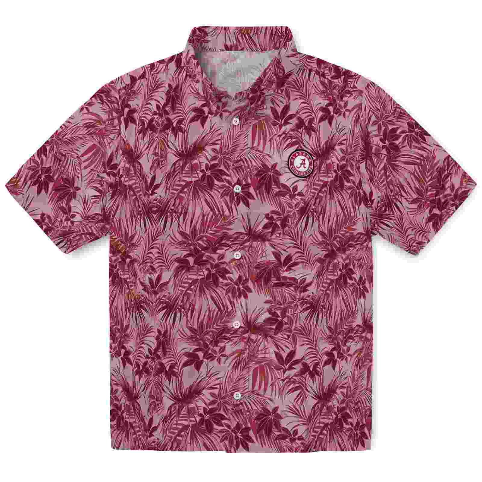 Alabama Crimson Tide Leafy Pattern Crimson Hawaiian Shirt