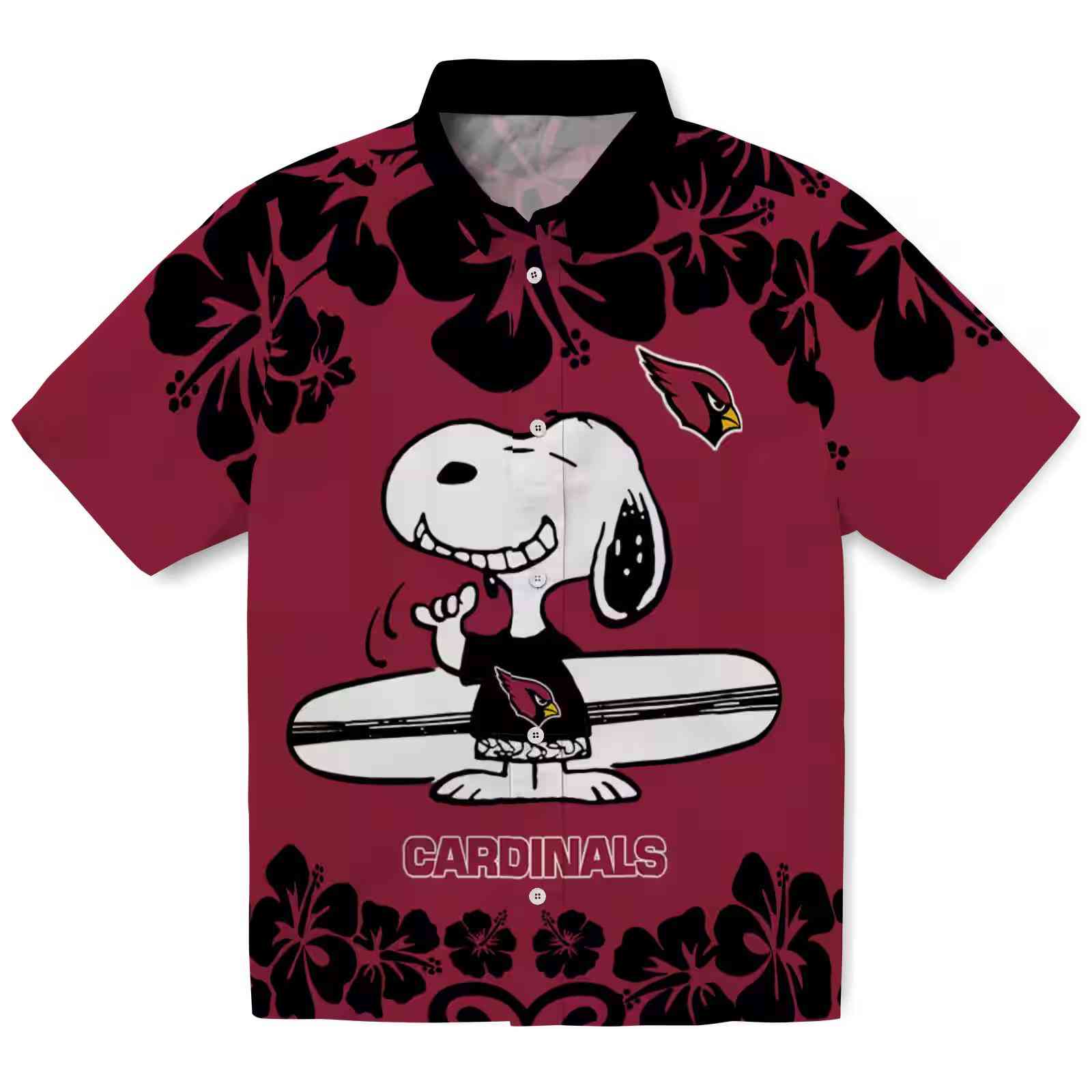 Arizona Cardinals Snoopy Surf Red White Hawaiian Shirt