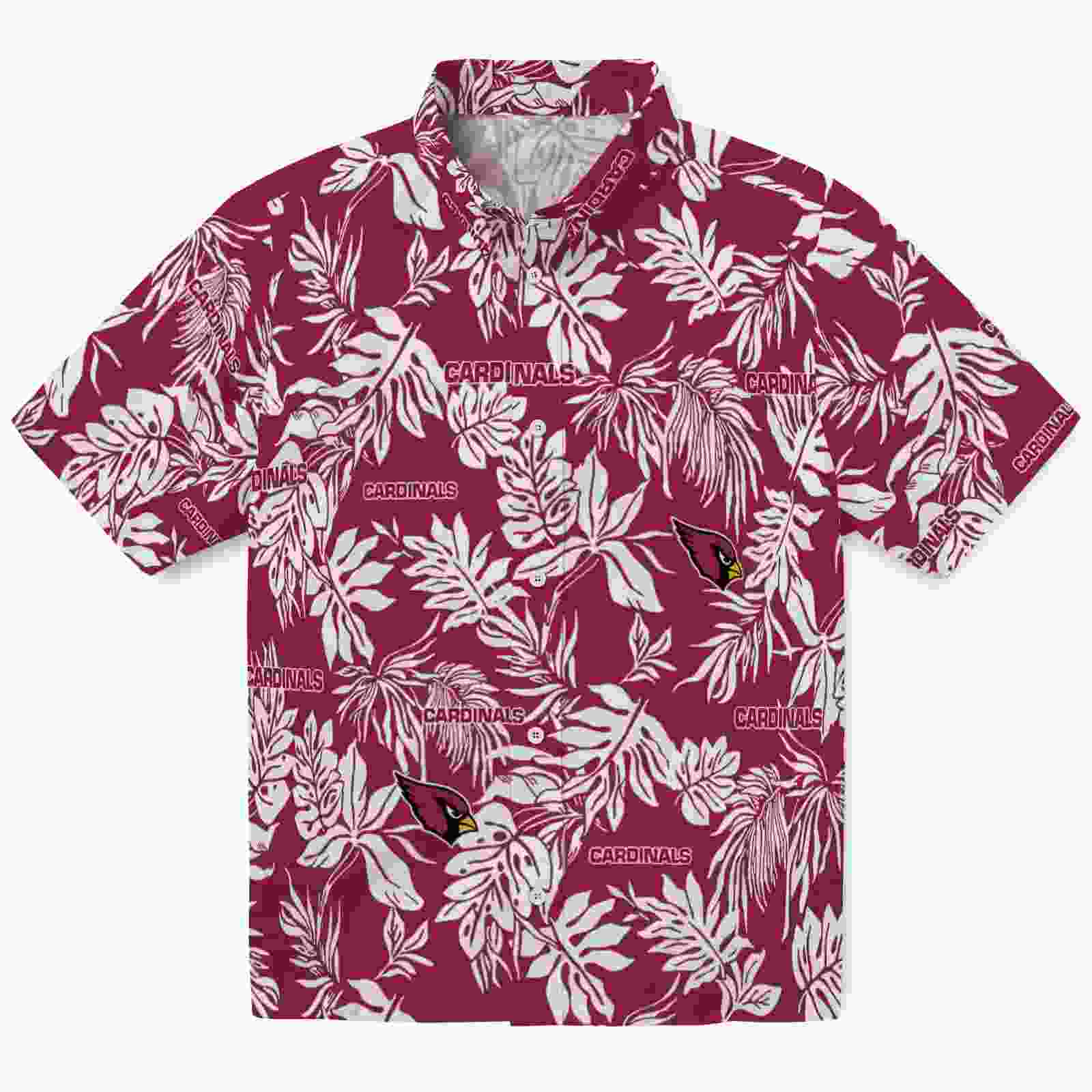 Arizona Cardinals Tropical Leaf Red White Hawaiian Shirt