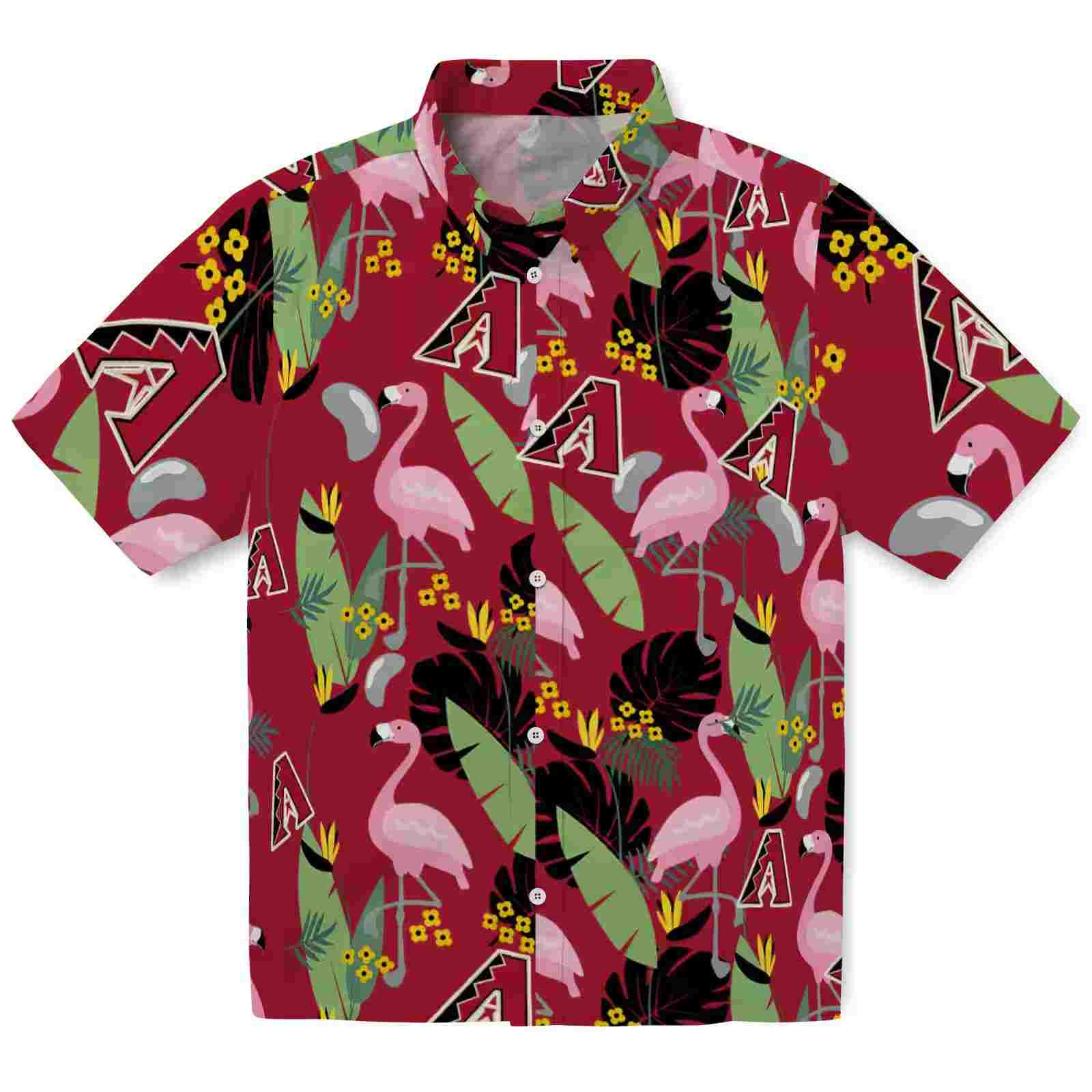 Arizona Diamondbacks Flamingo Leaves Red Hawaiian Shirt