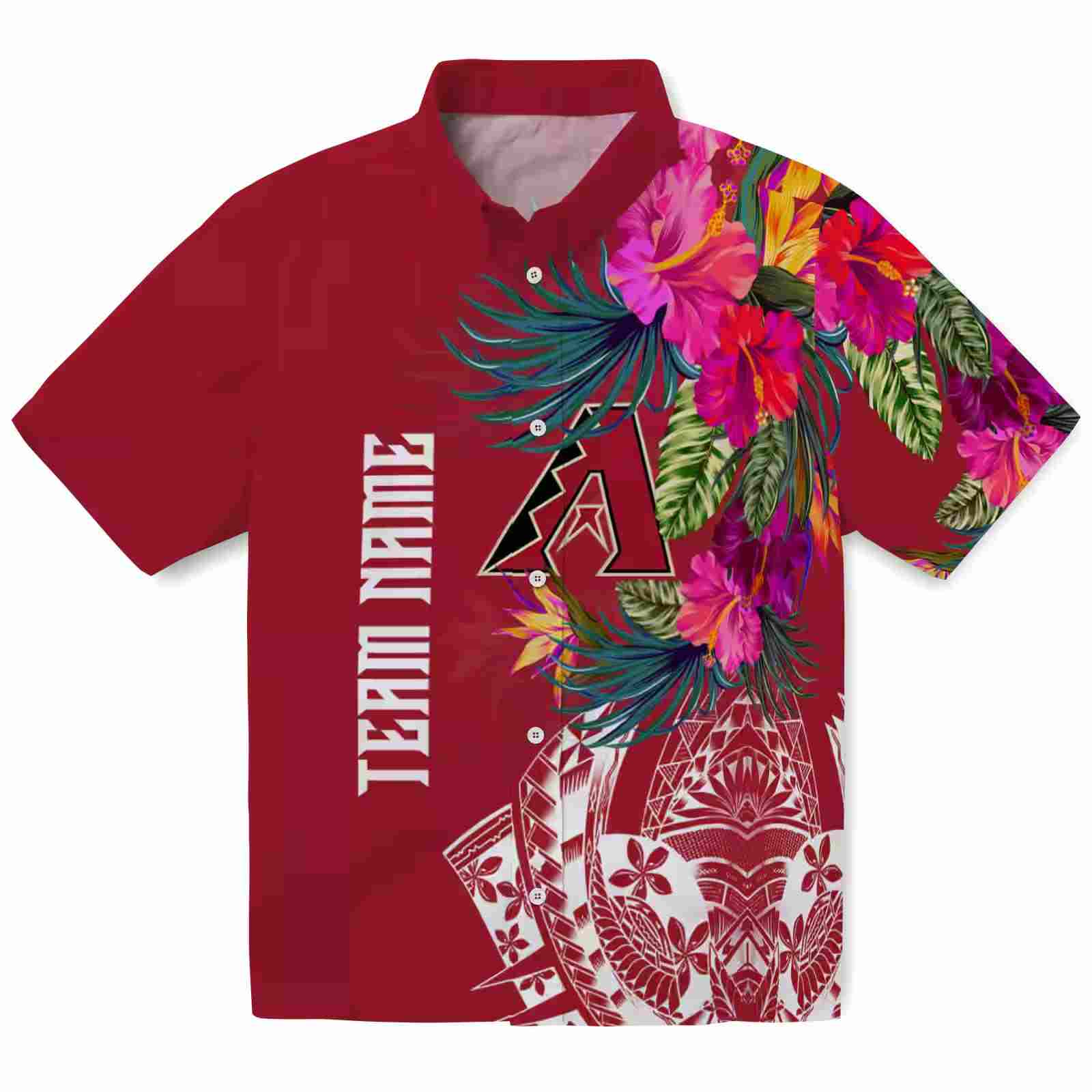 Arizona Diamondbacks Floral Polynesian Red Hawaiian Shirt