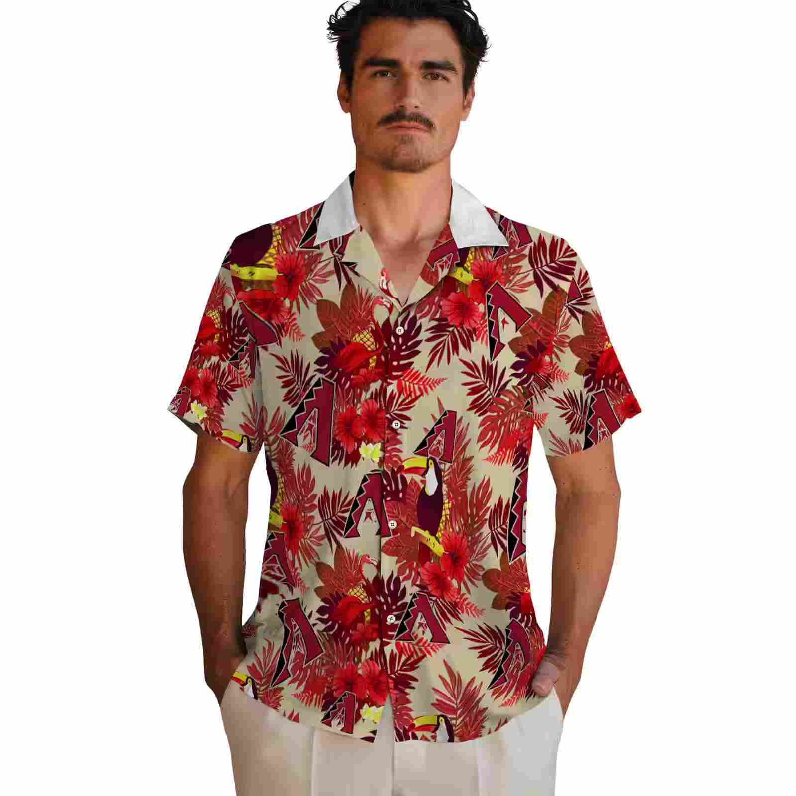 arizona diamondbacks floral toucan red hawaiian shirt fashion forward